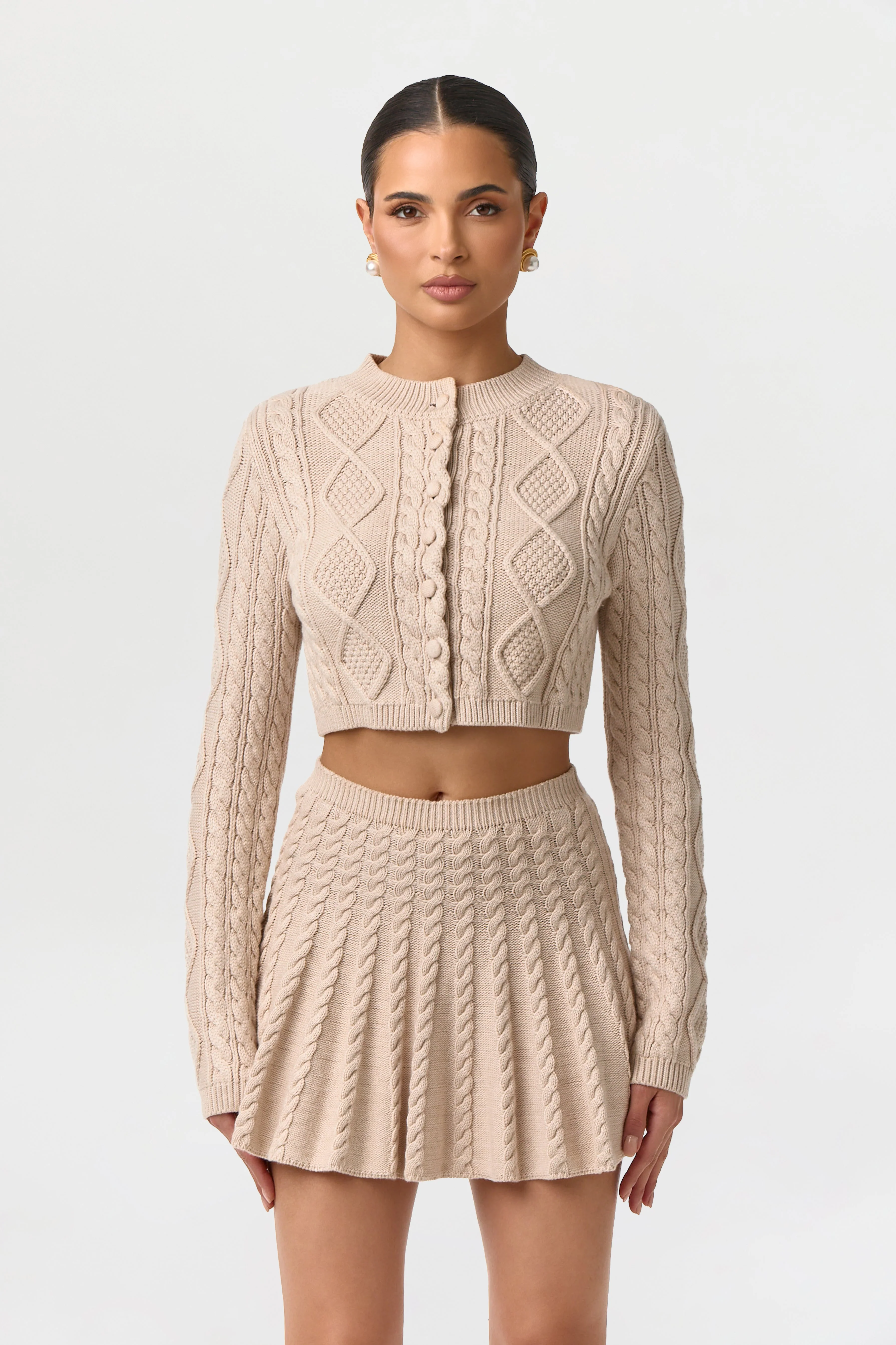 Cable Knit Cropped Cardigan