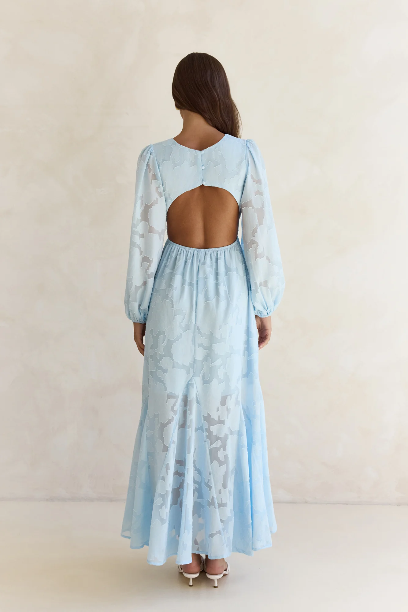Time Floats By Long Sleeve Maxi Dress Blue