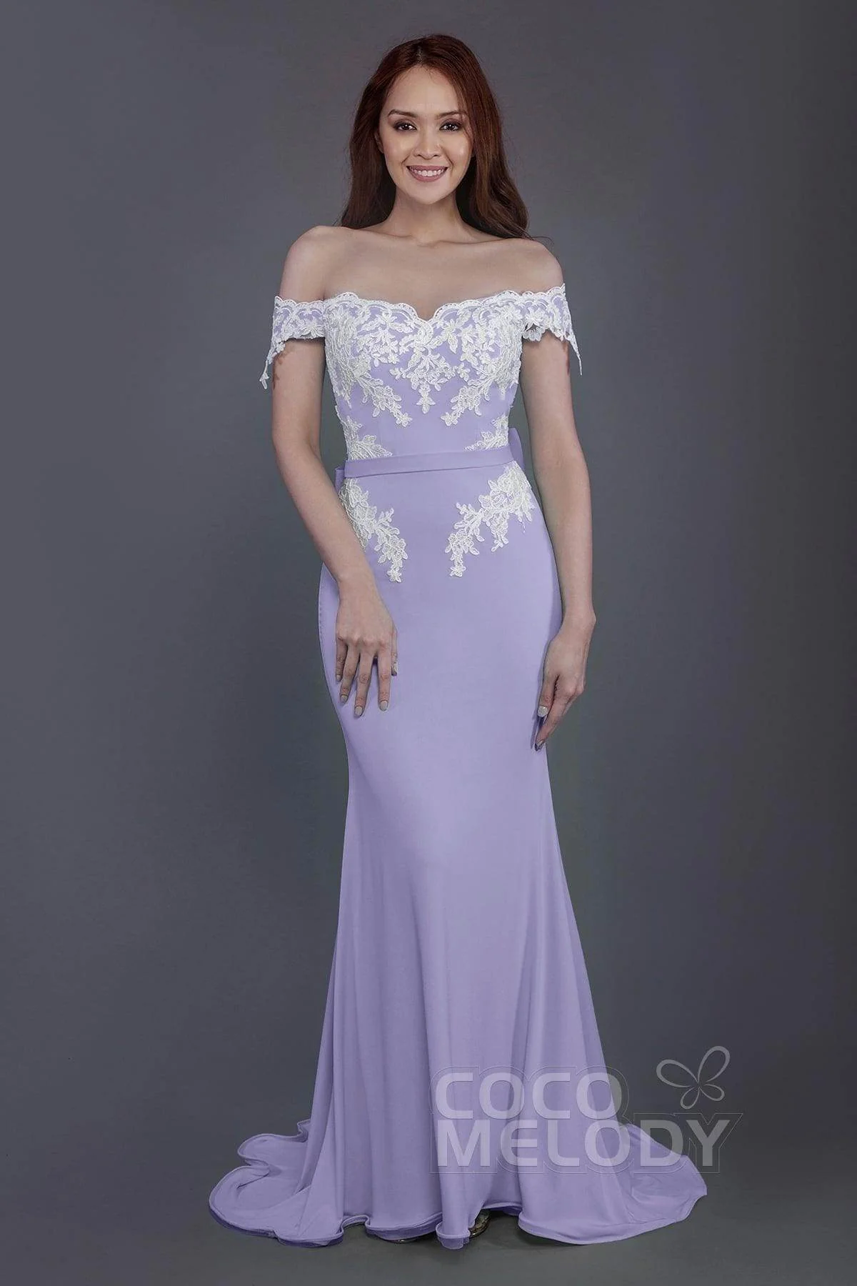 Mermaid Sweep Train Knitted Fabric Bridesmaid Dress PR3497