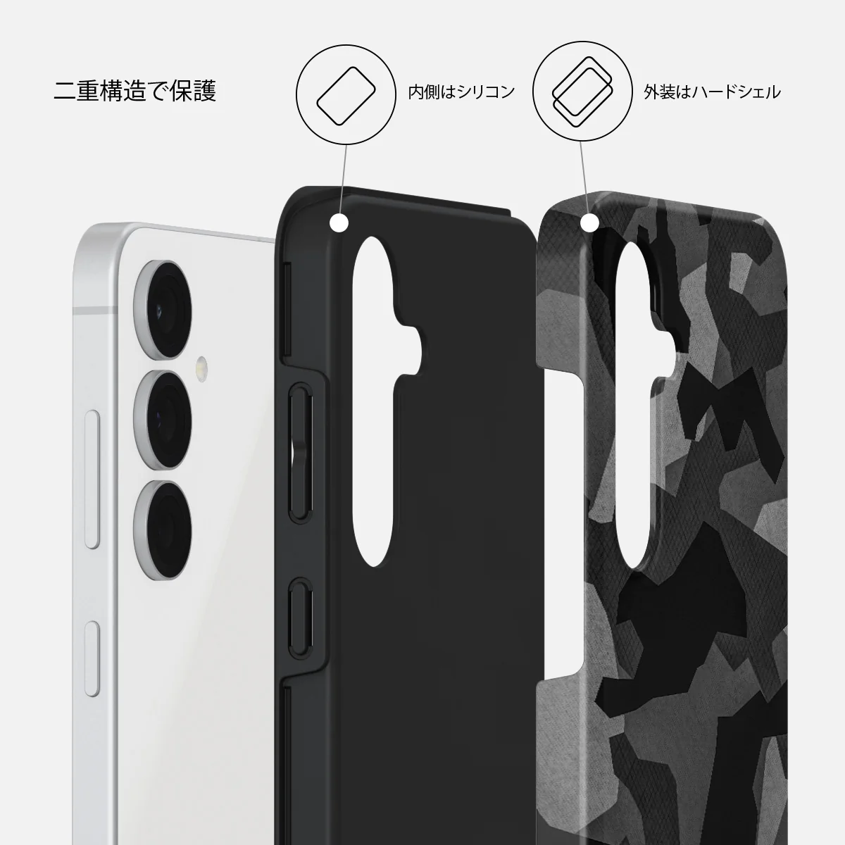 Night Black Camouflage - Samsung Galaxy S25 FE ケース
