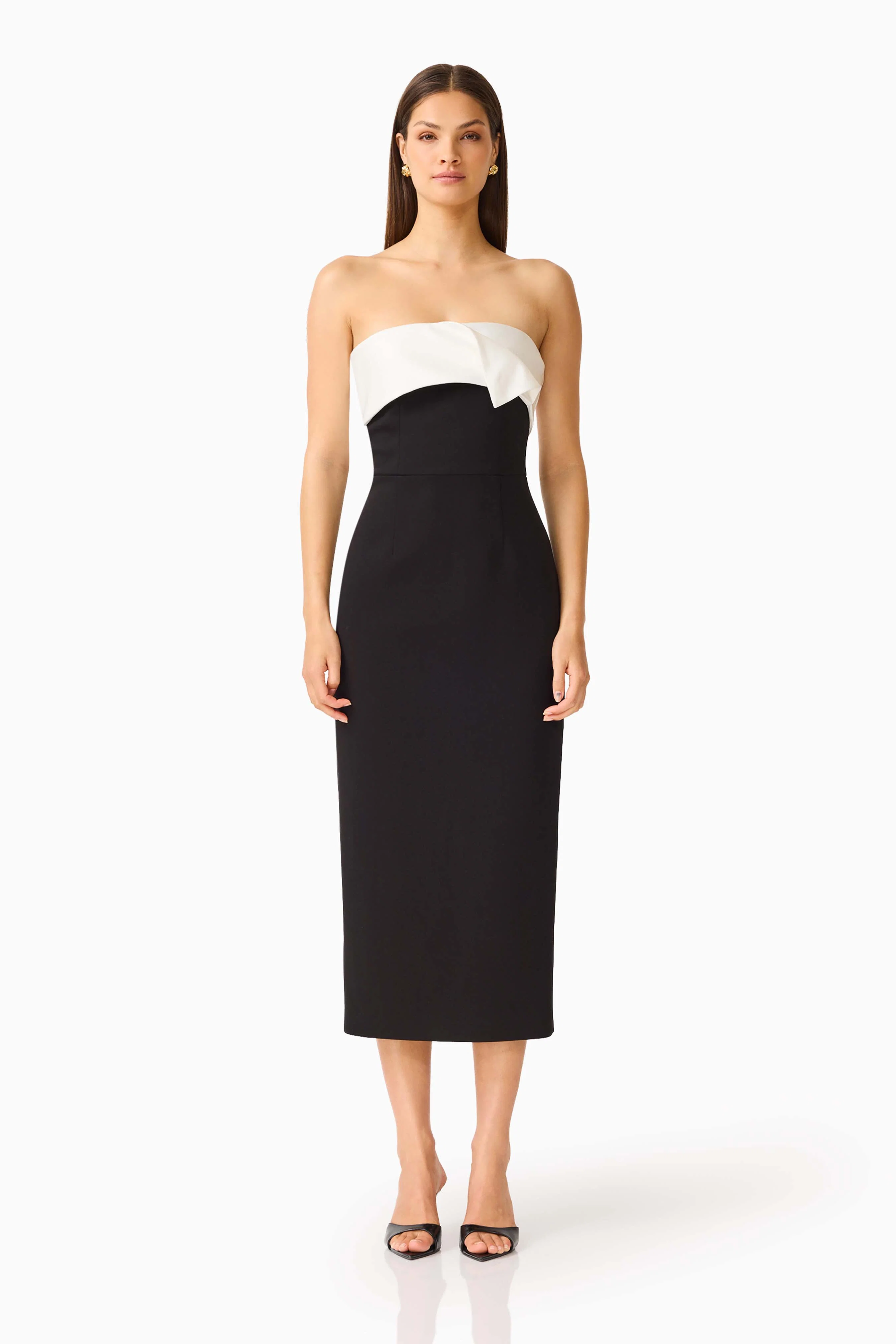 Elysia Column Midi Dress in Black