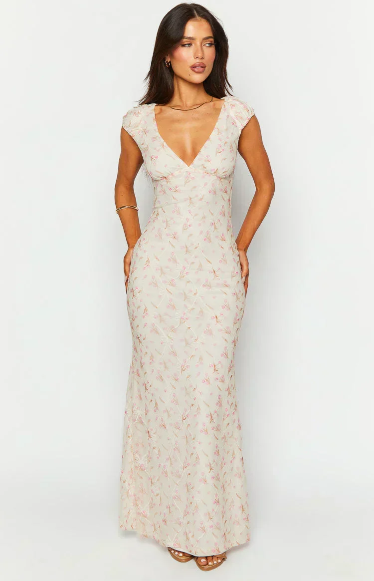 Cali White Floral Maxi Dress - luluinthesky