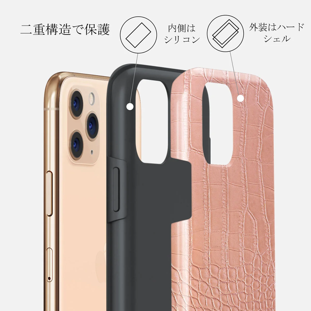 Pink Croco - iPhone 11 Pro Max ケース