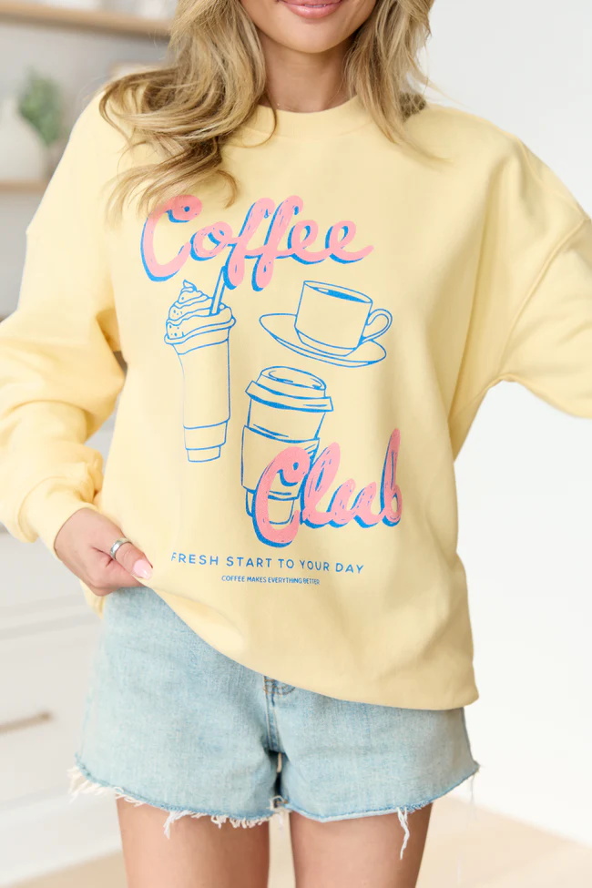 Coffee Club Yellow Graphic Sweatshirt