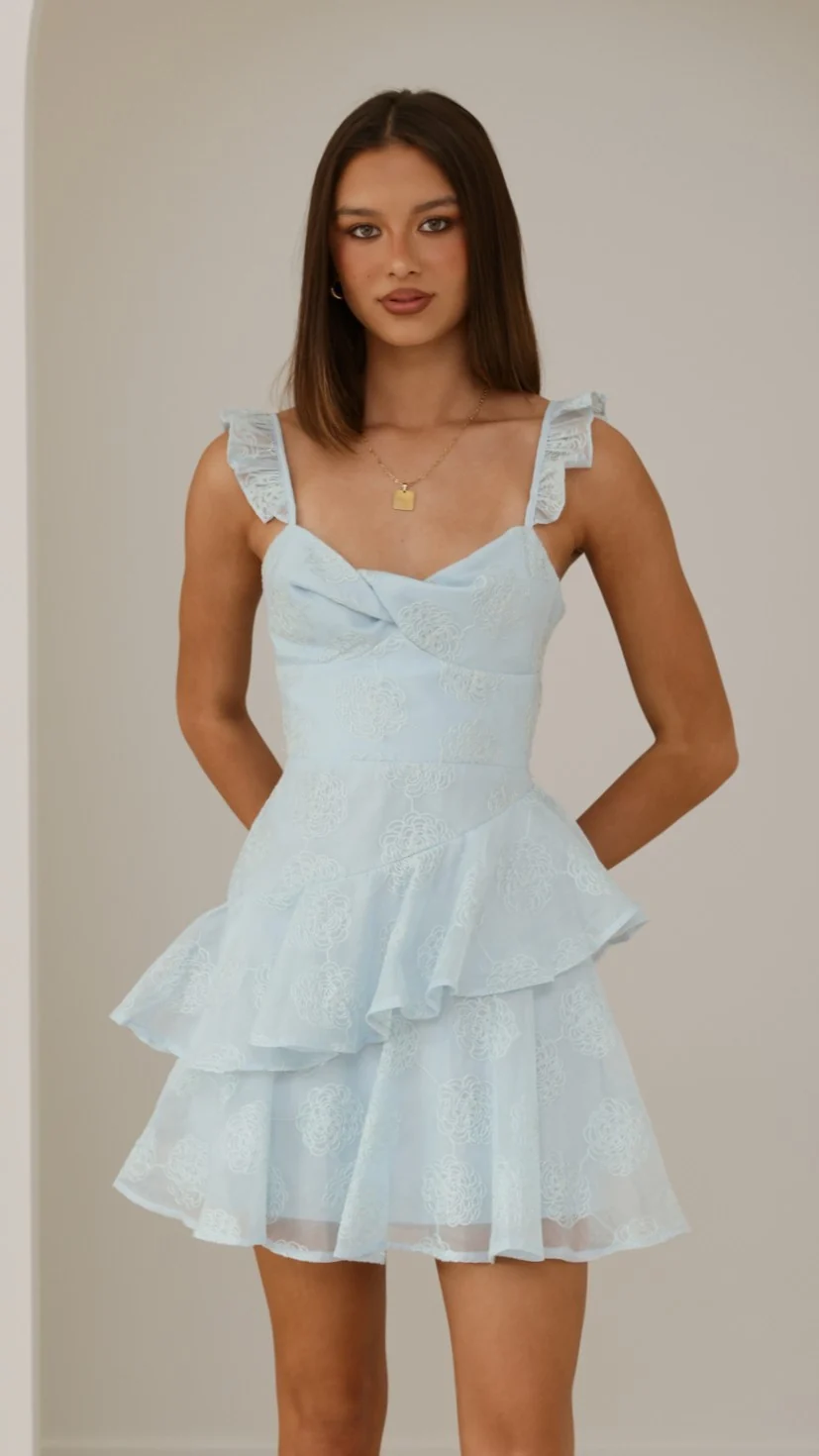 Lila Mini Dress - Blue - FASHION NOB