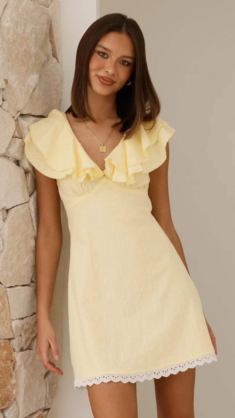 Hattie Mini Dress - Yellow