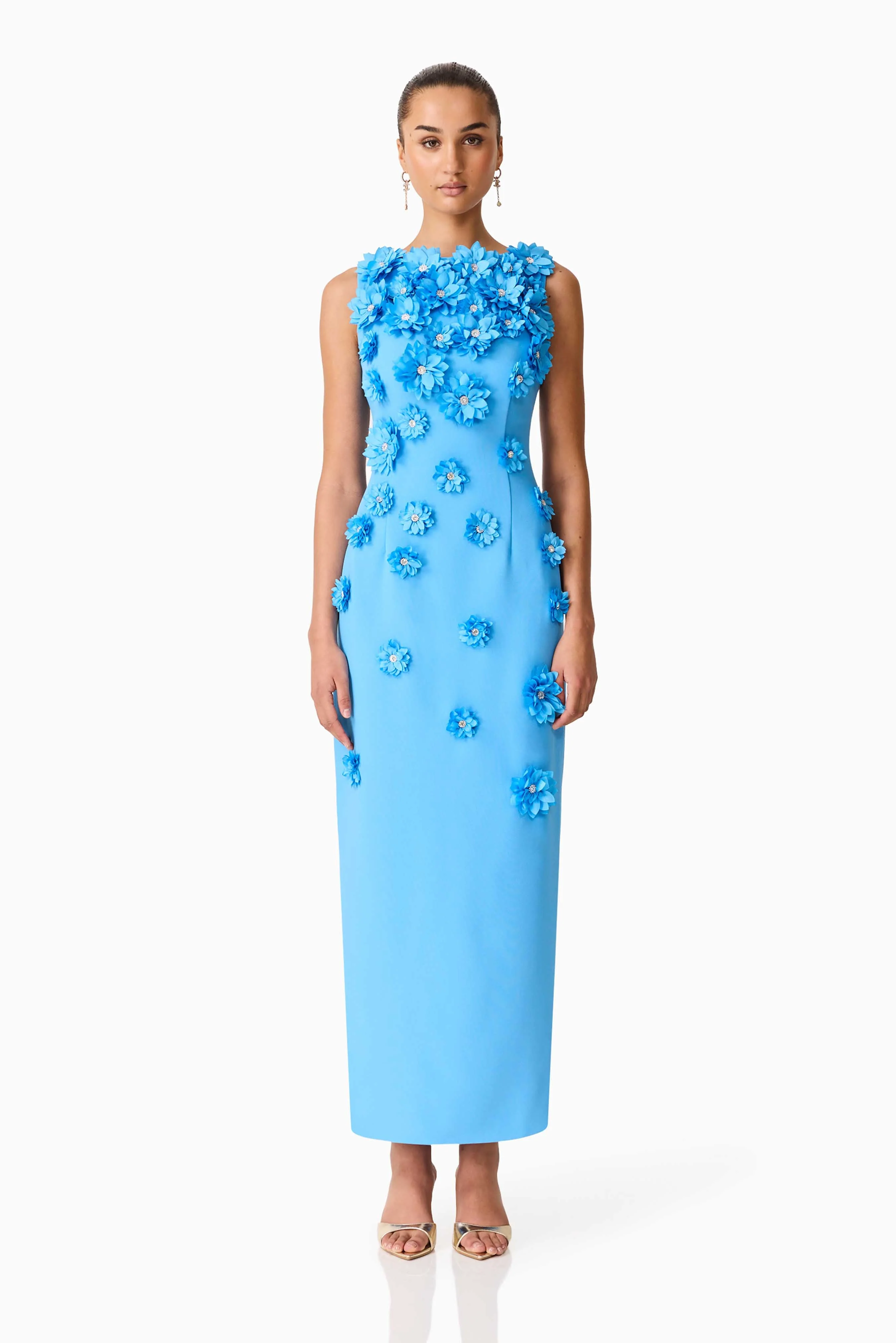 Dali Floral Applique Gown In Blue Blue Evening Dress