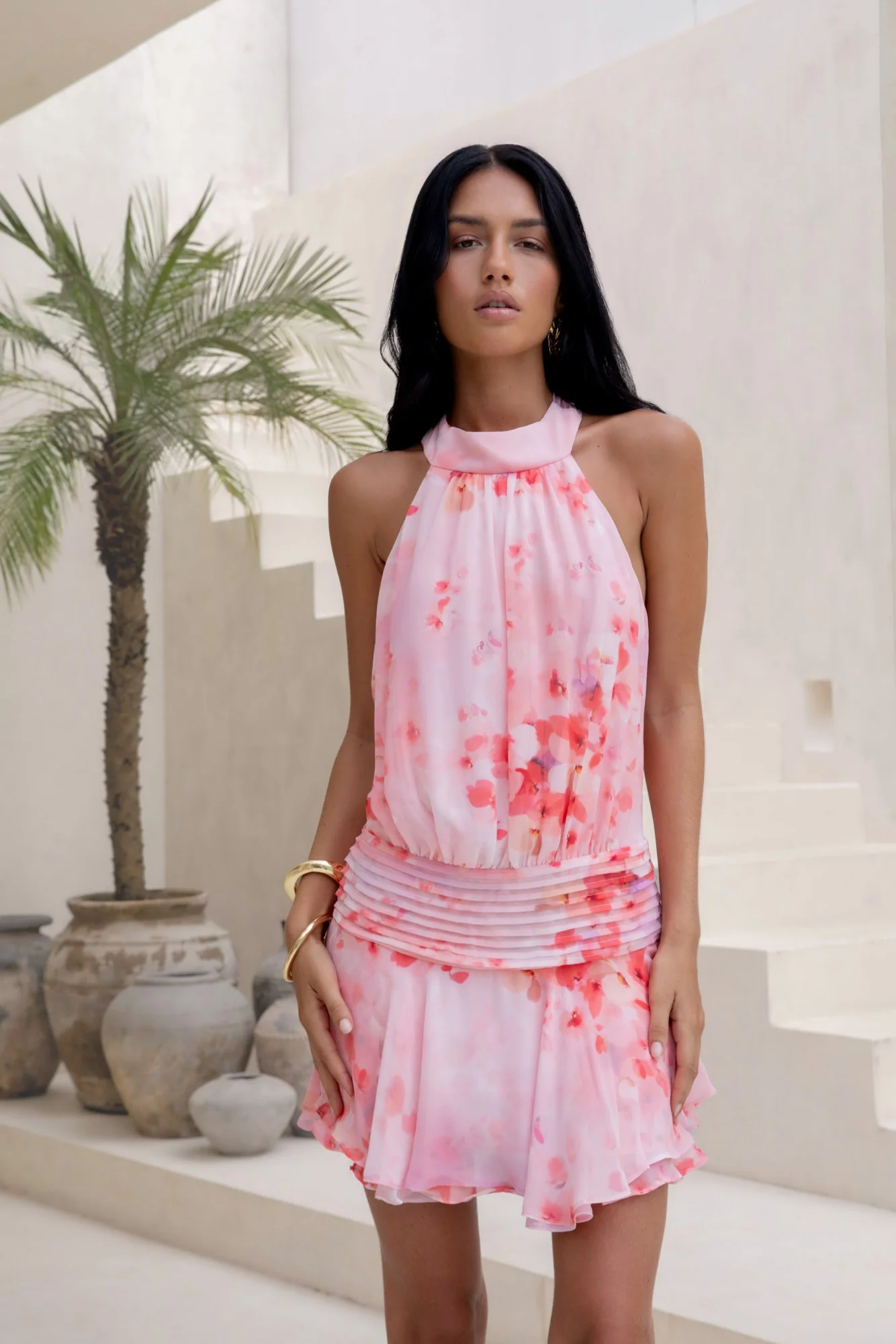 Sweet Summer Nights Halter Mini Dress Pink - luluinthesky