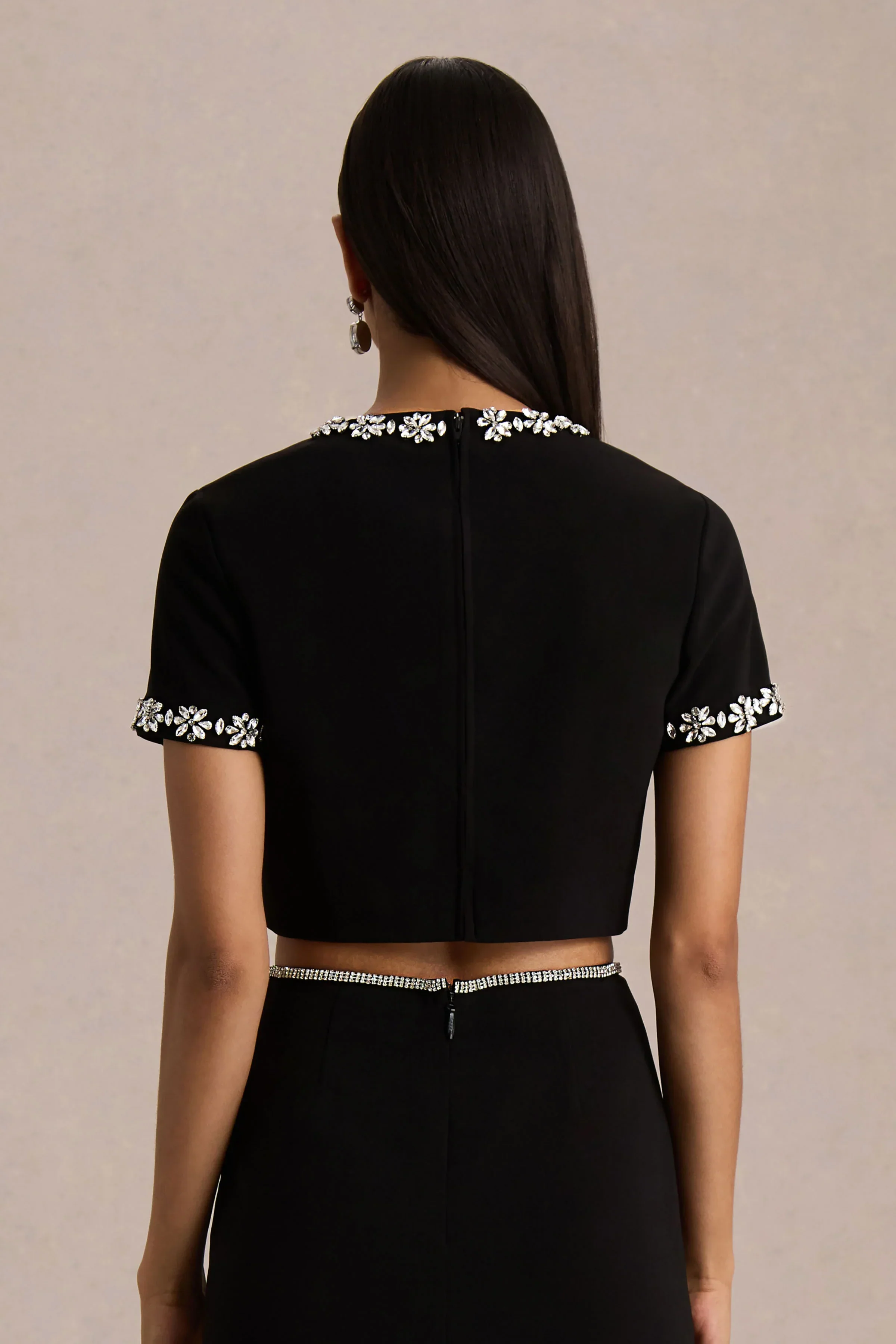 Salma | Black Hand-Embellished Top
