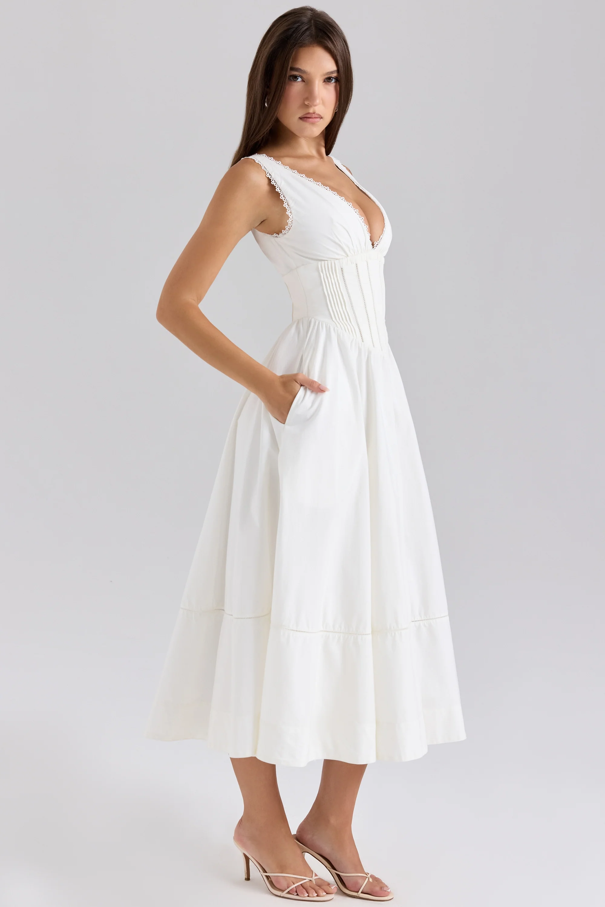 white stretch cotton midi sundress - luluinthesky