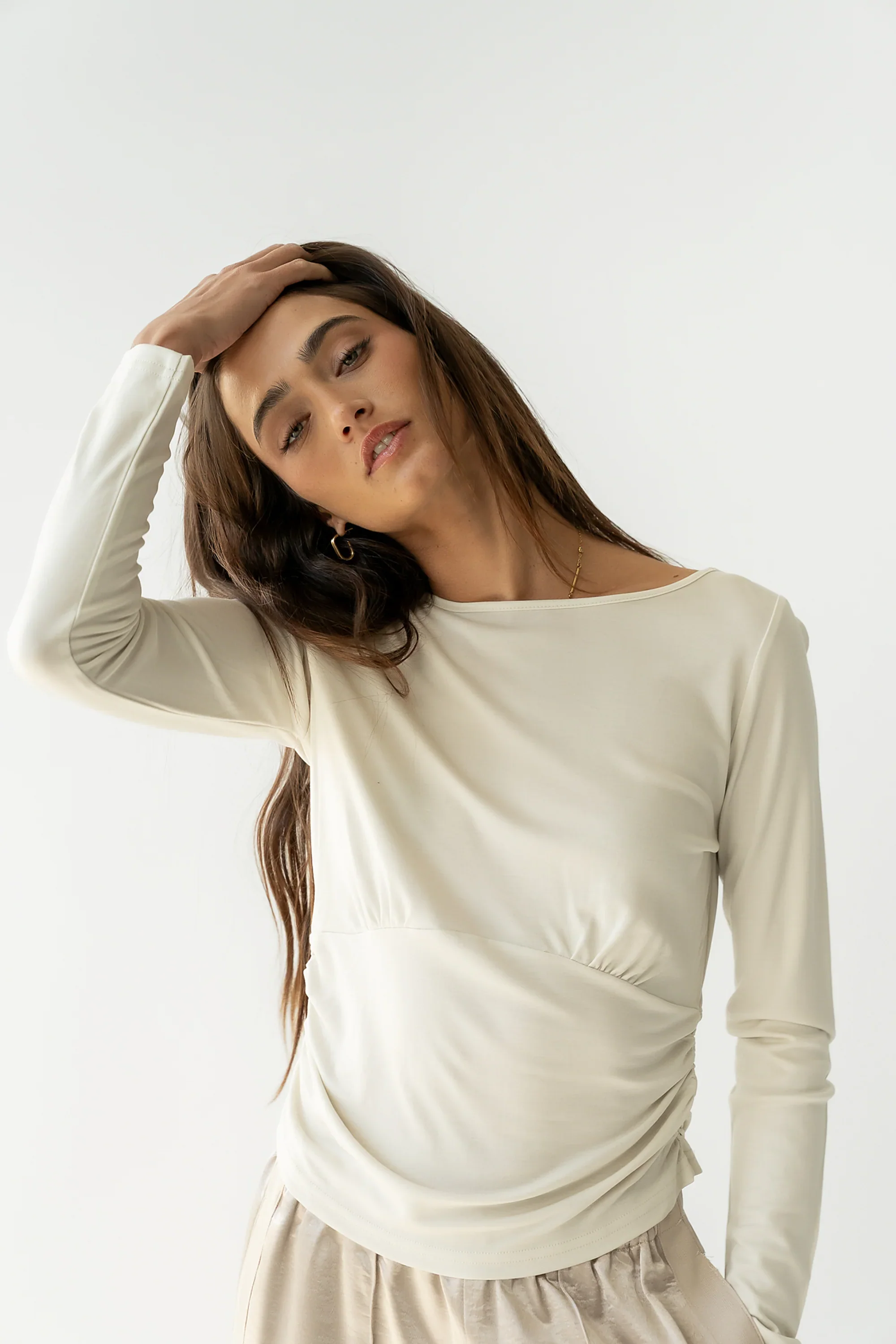 Selena Ruched Top in Bone