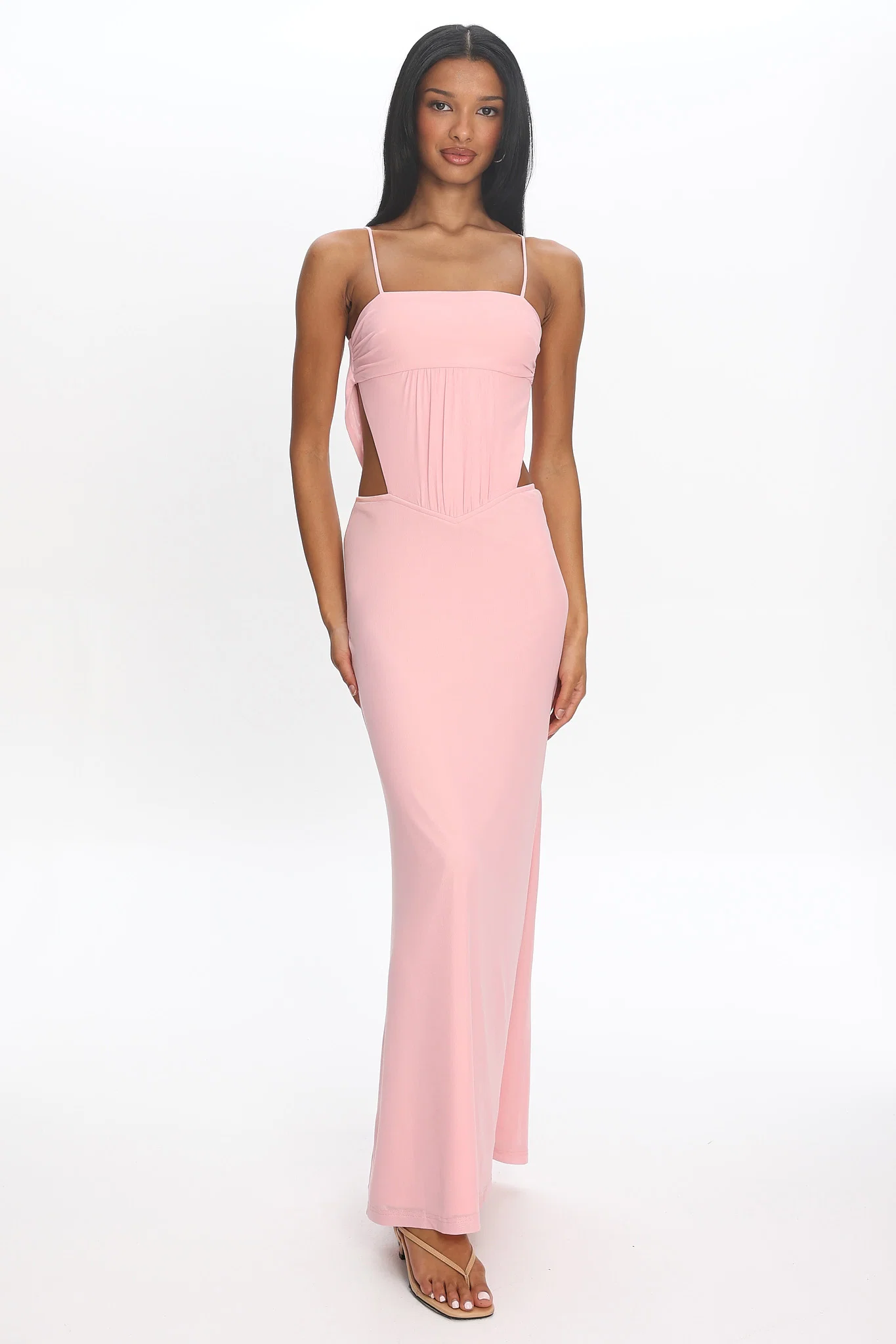 Monette Cutout Cowl Back Maxi Dress Blush