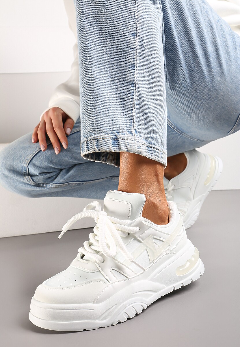 Różowe Sneakersy na Grubej Podeszwie z Szerokim Wiązaniem Iniestra