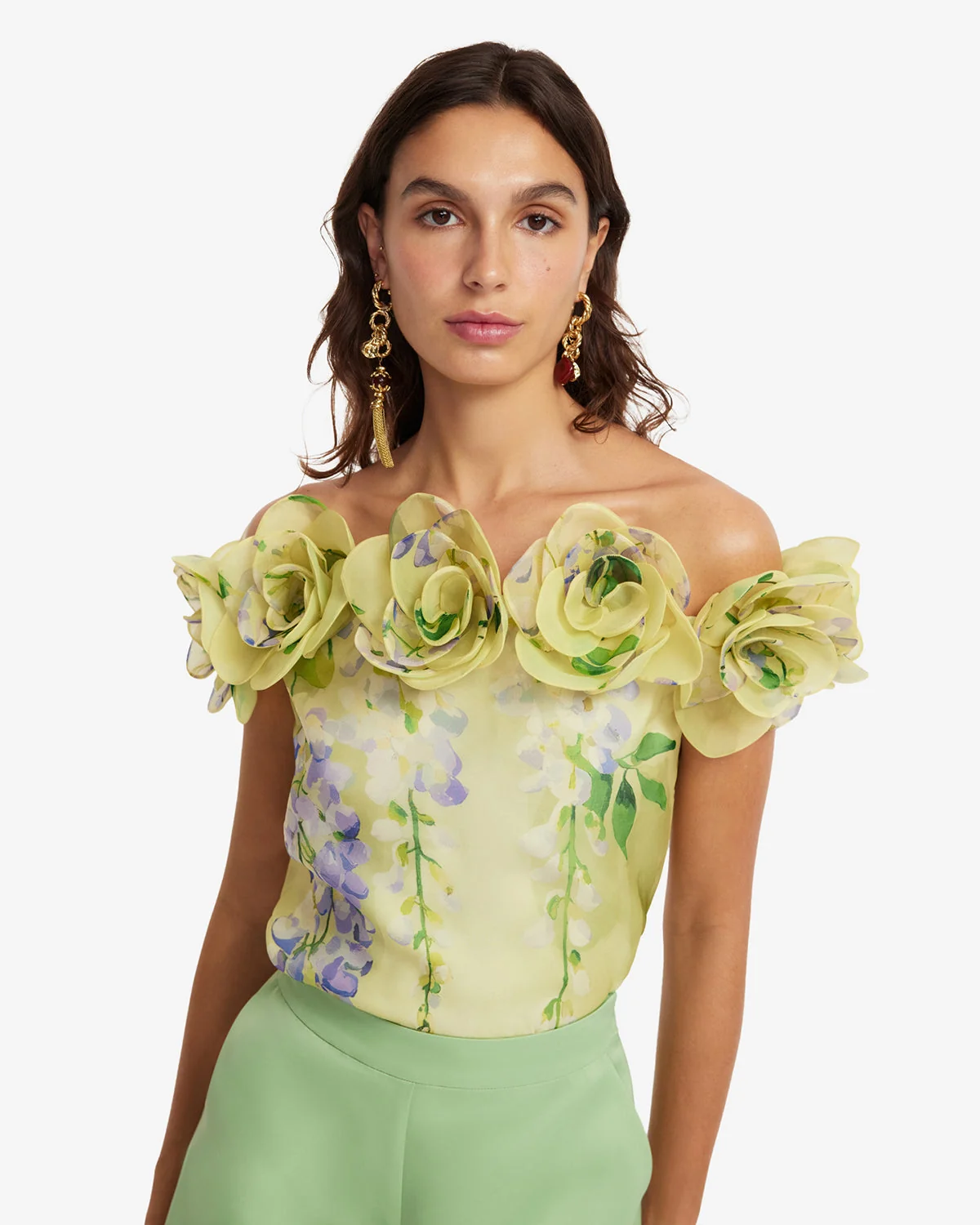 McKayla Off-Shoulder Top - Wisteria Print