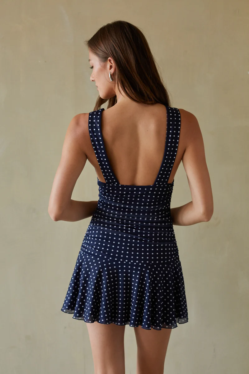 Alessia Polka Dot Mini Dress - luluinthesky