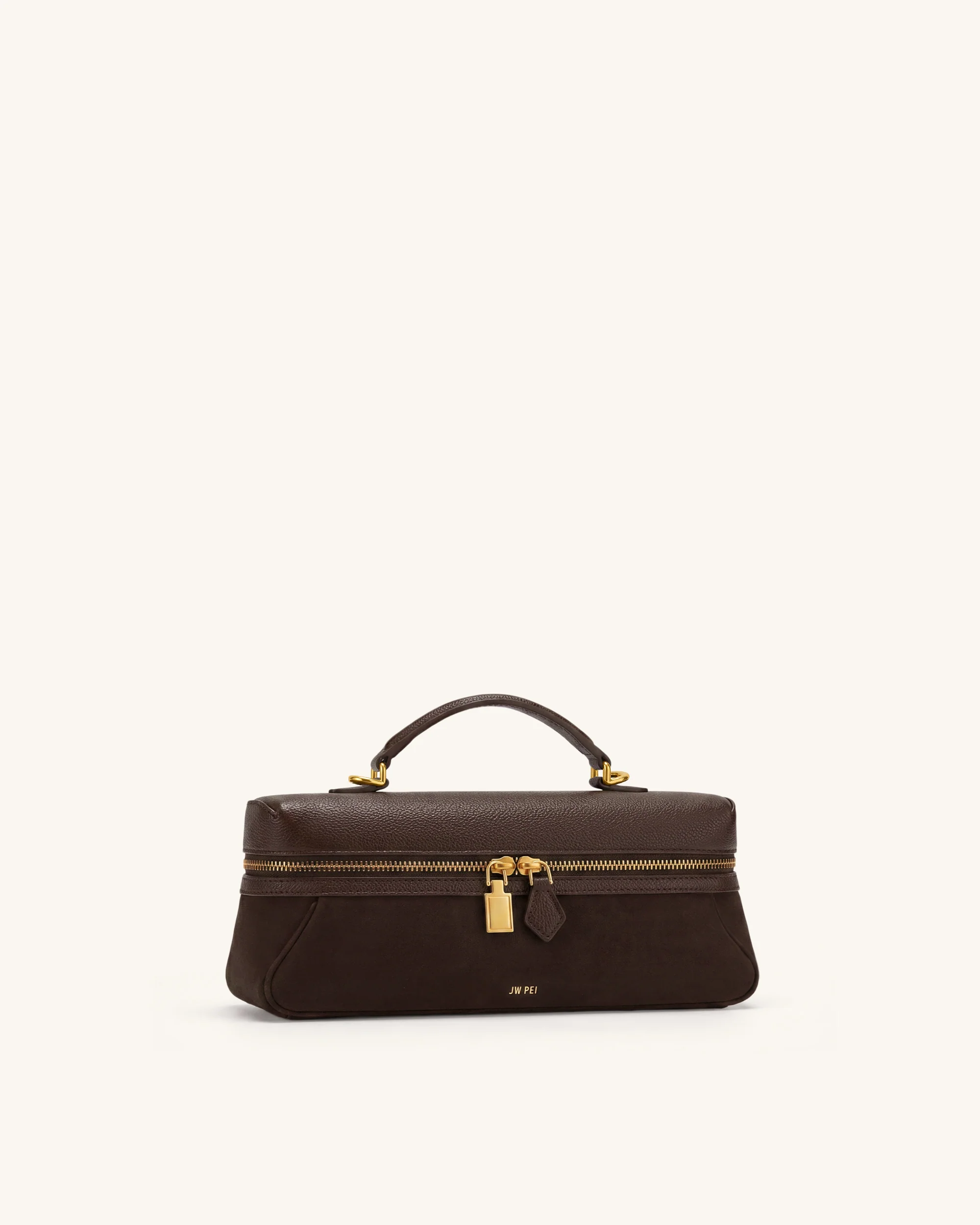 Cleo Faux Suede Vanity Bag - Dark Brown