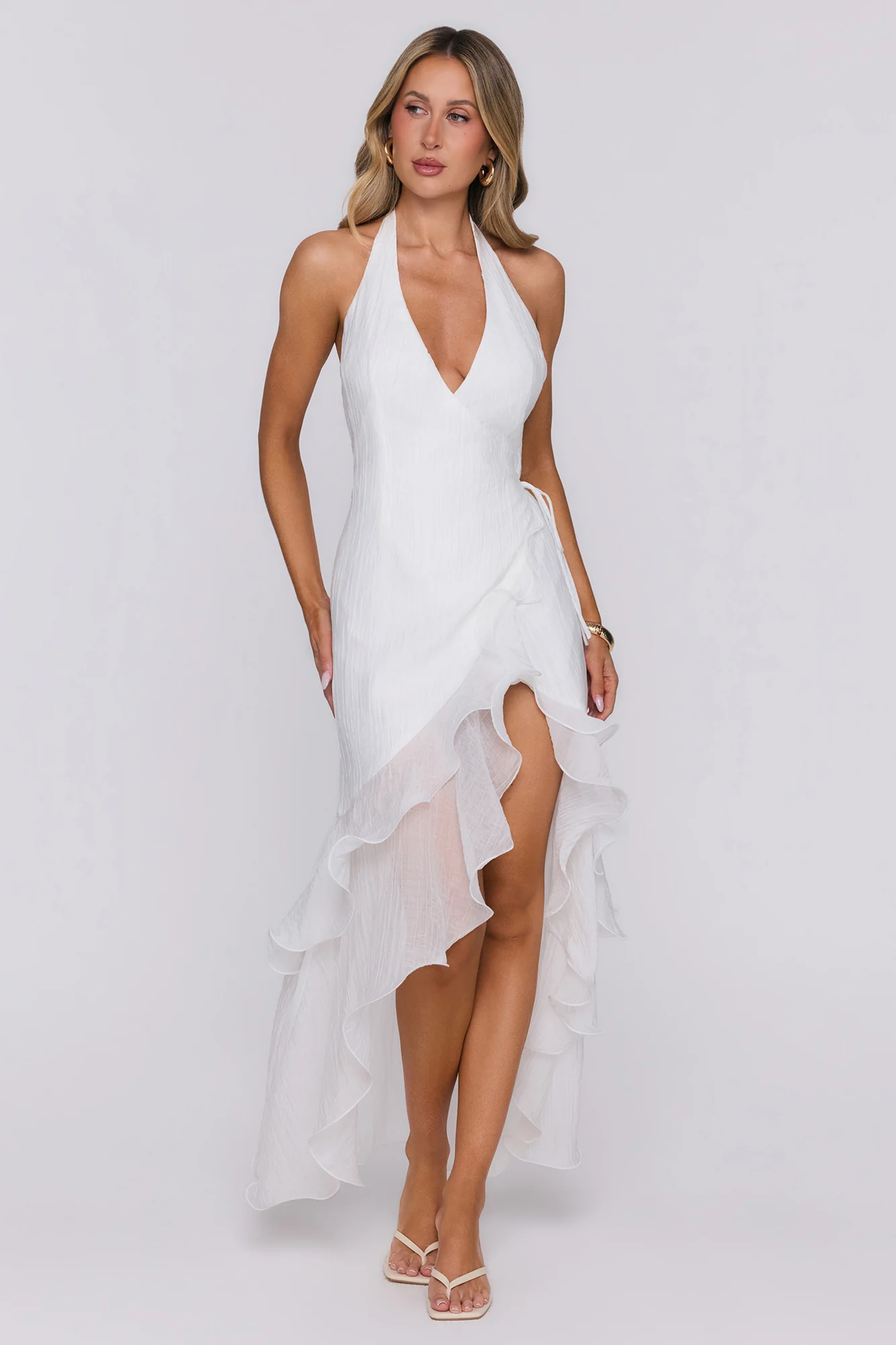 Her Extravaganza Halter Maxi Dress White