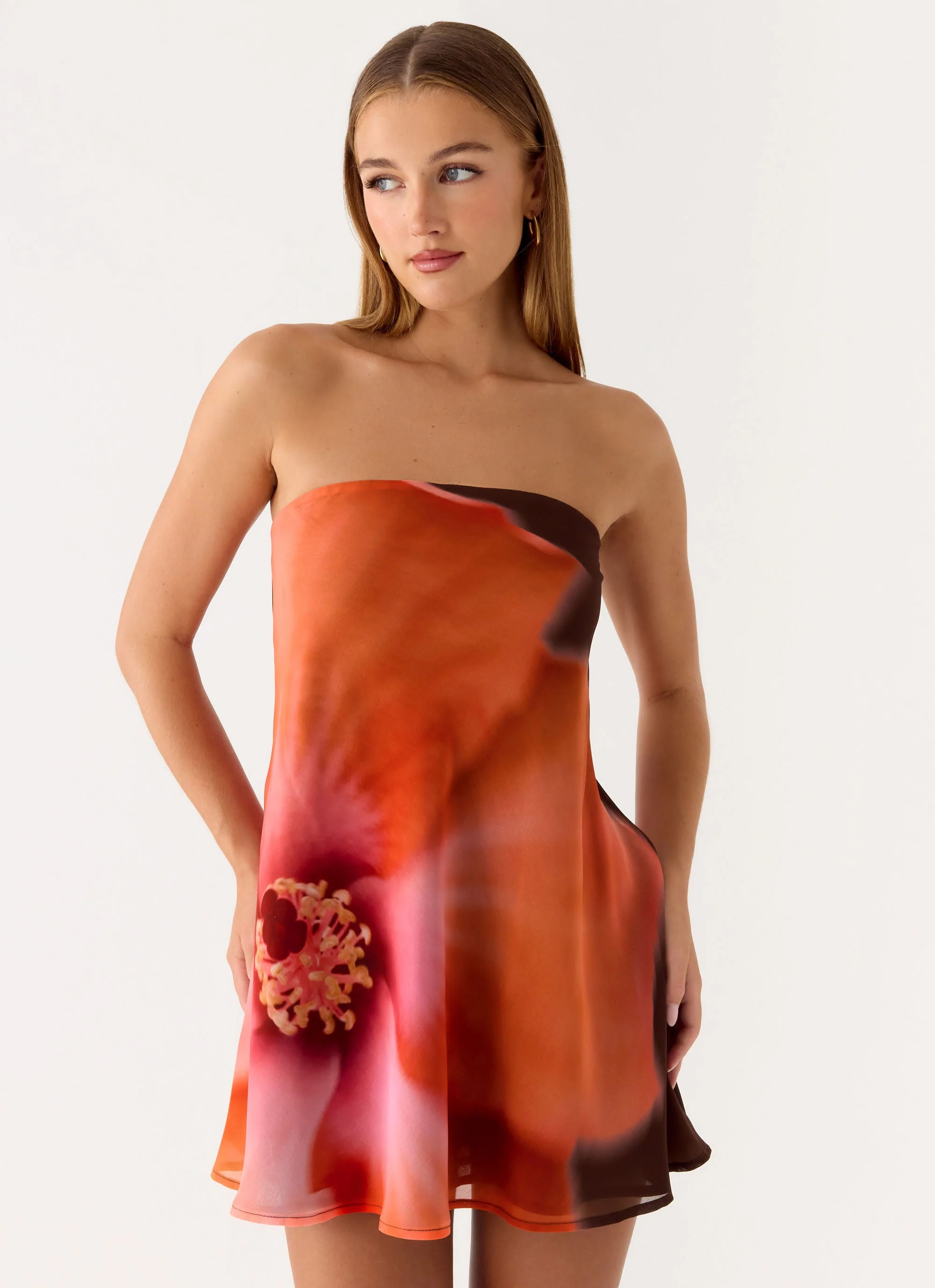 Marcita Mini Dress - Chocolate Blossom - luluinthesky