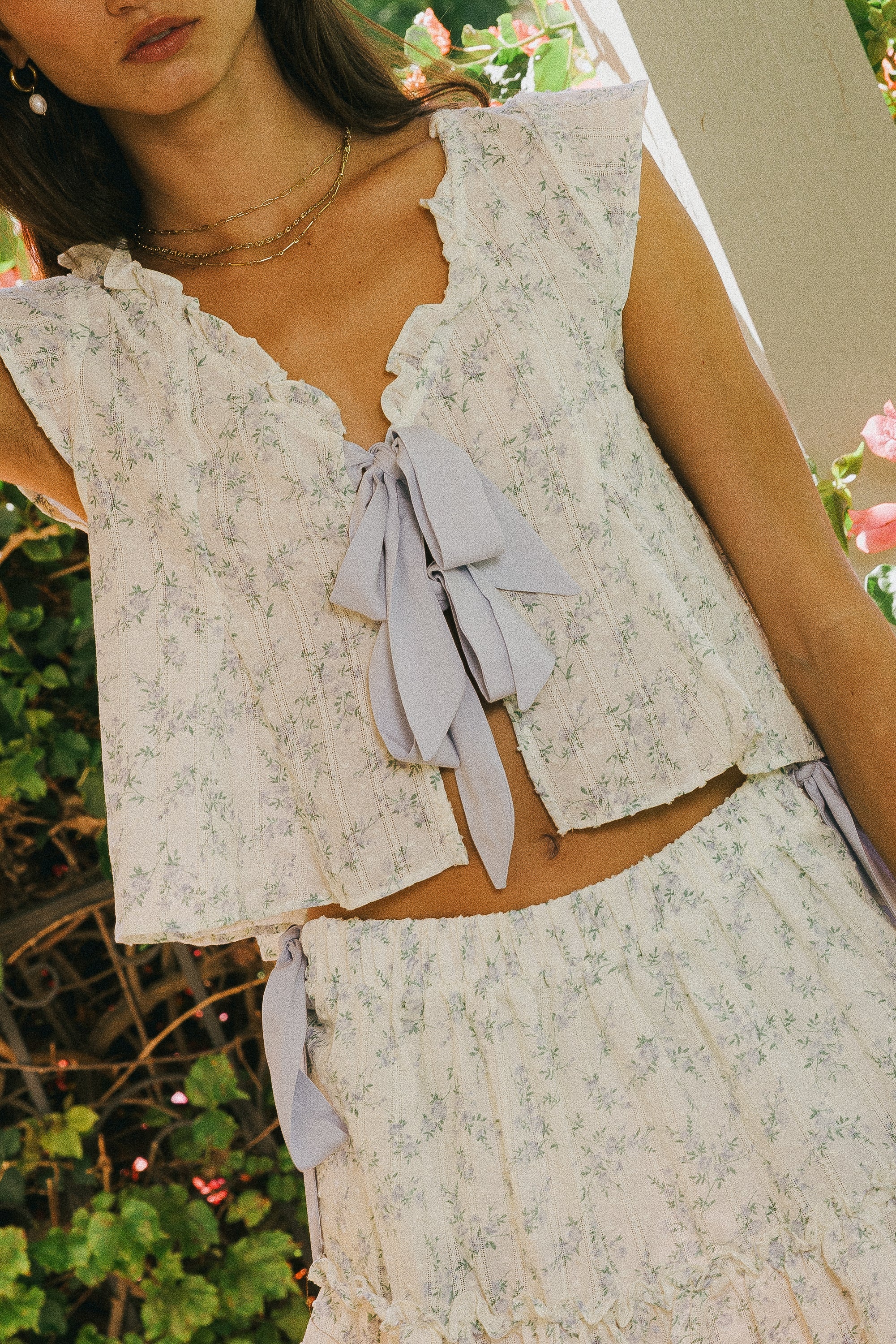 Regina Floral Blouse in Blue