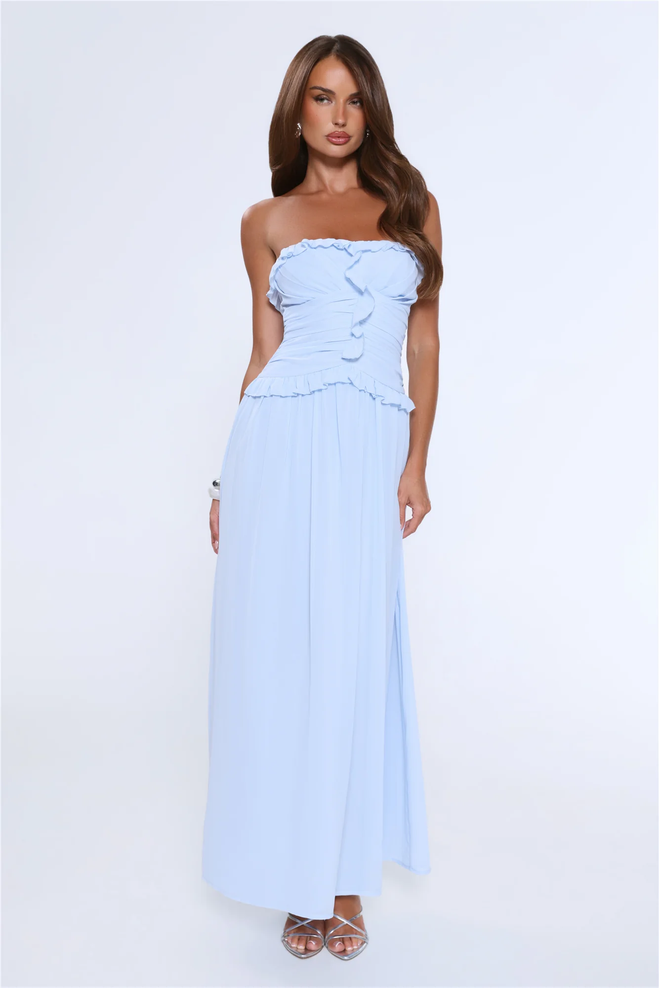 Hour Whispers Strapless Maxi Dress Blue
