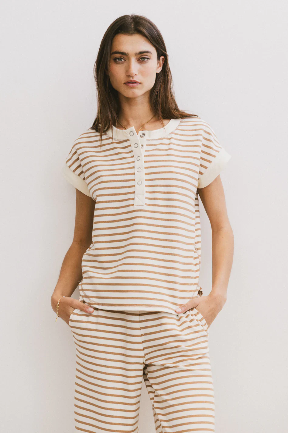 Zia Striped Top in Sand