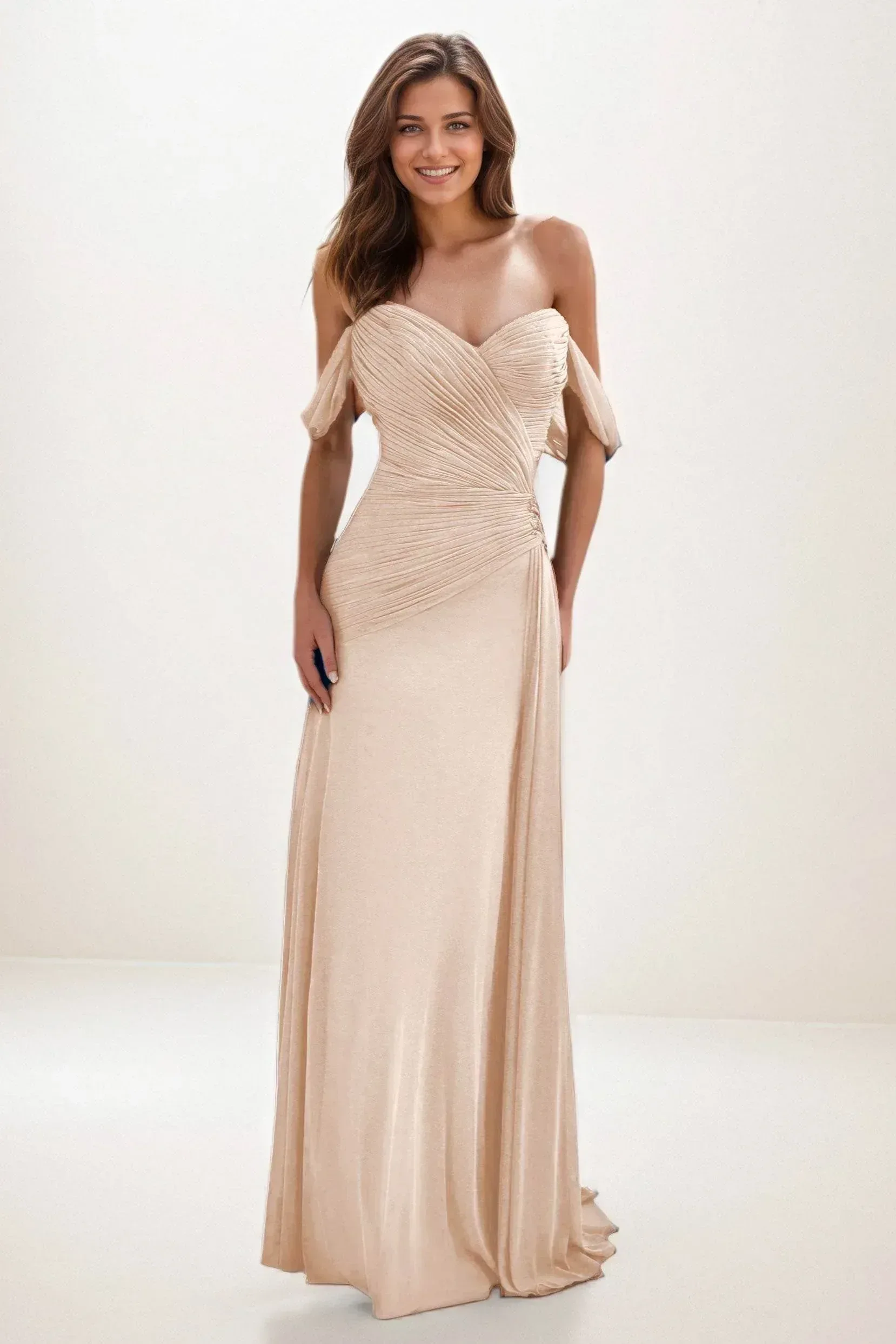 Sheath-Column Maxi Chiffon Wedding Guest Dress CG0288