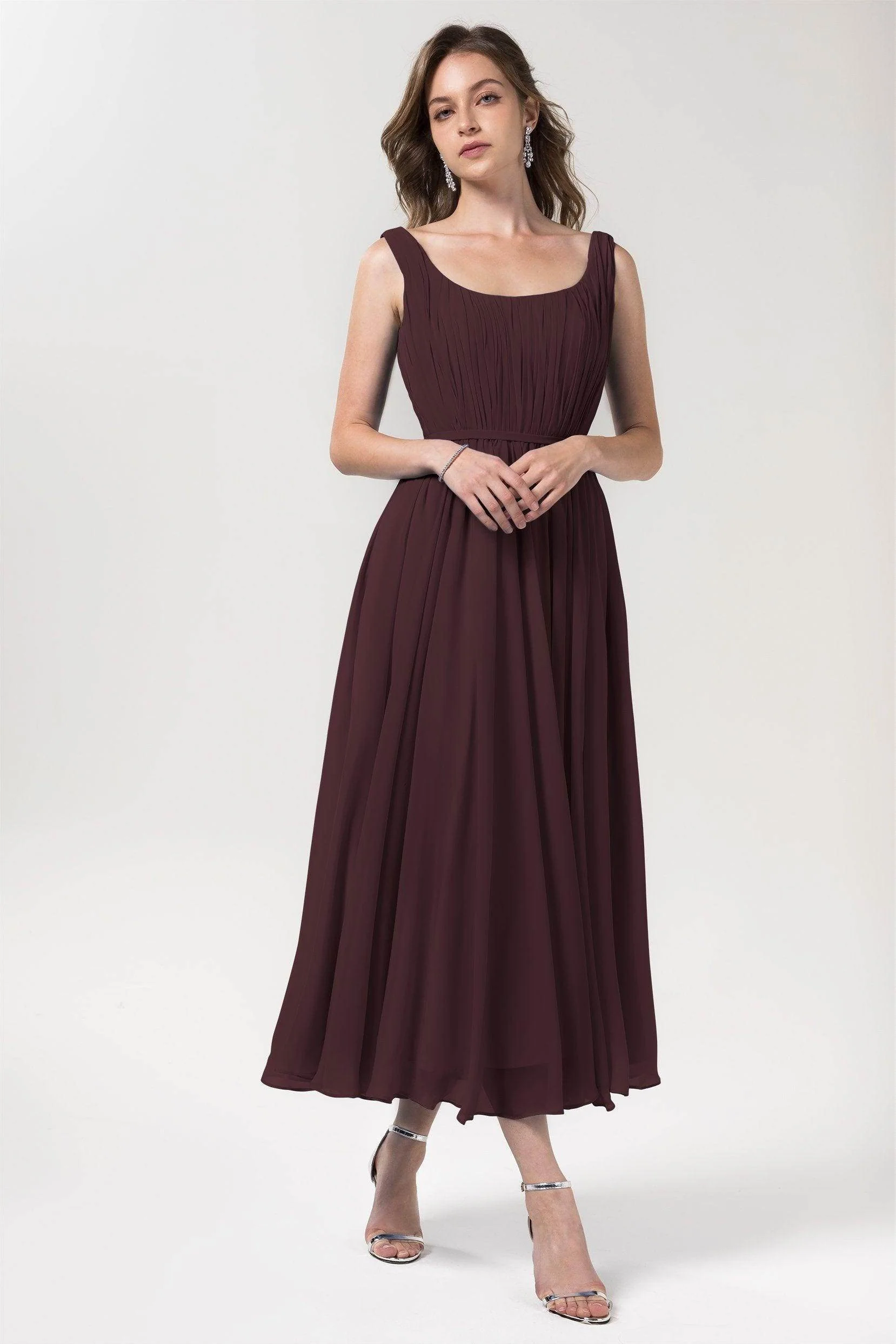 A-Line Tea Length Chiffon Bridesmaid Dress CB0555