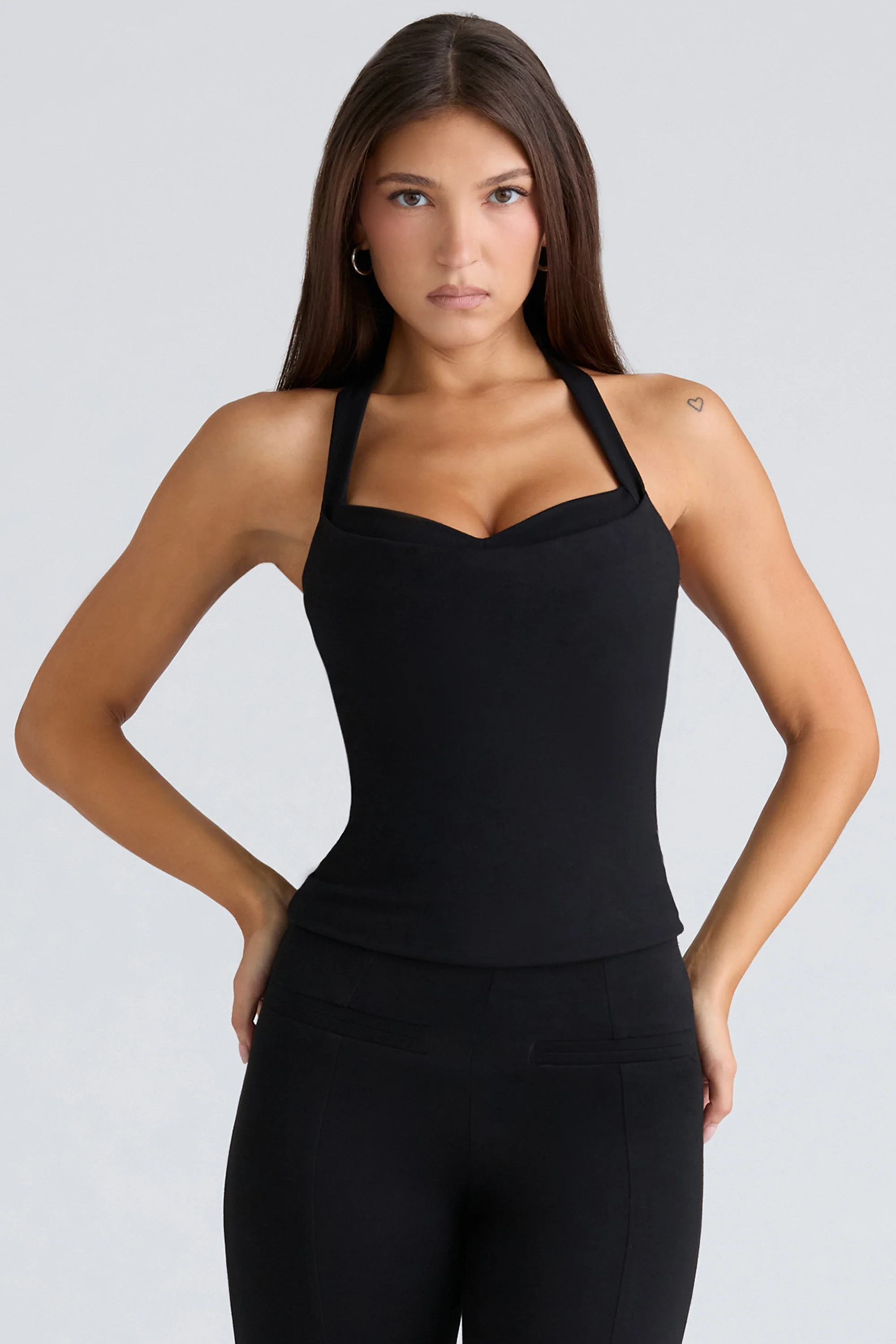 Black Halter Neck Corset Top