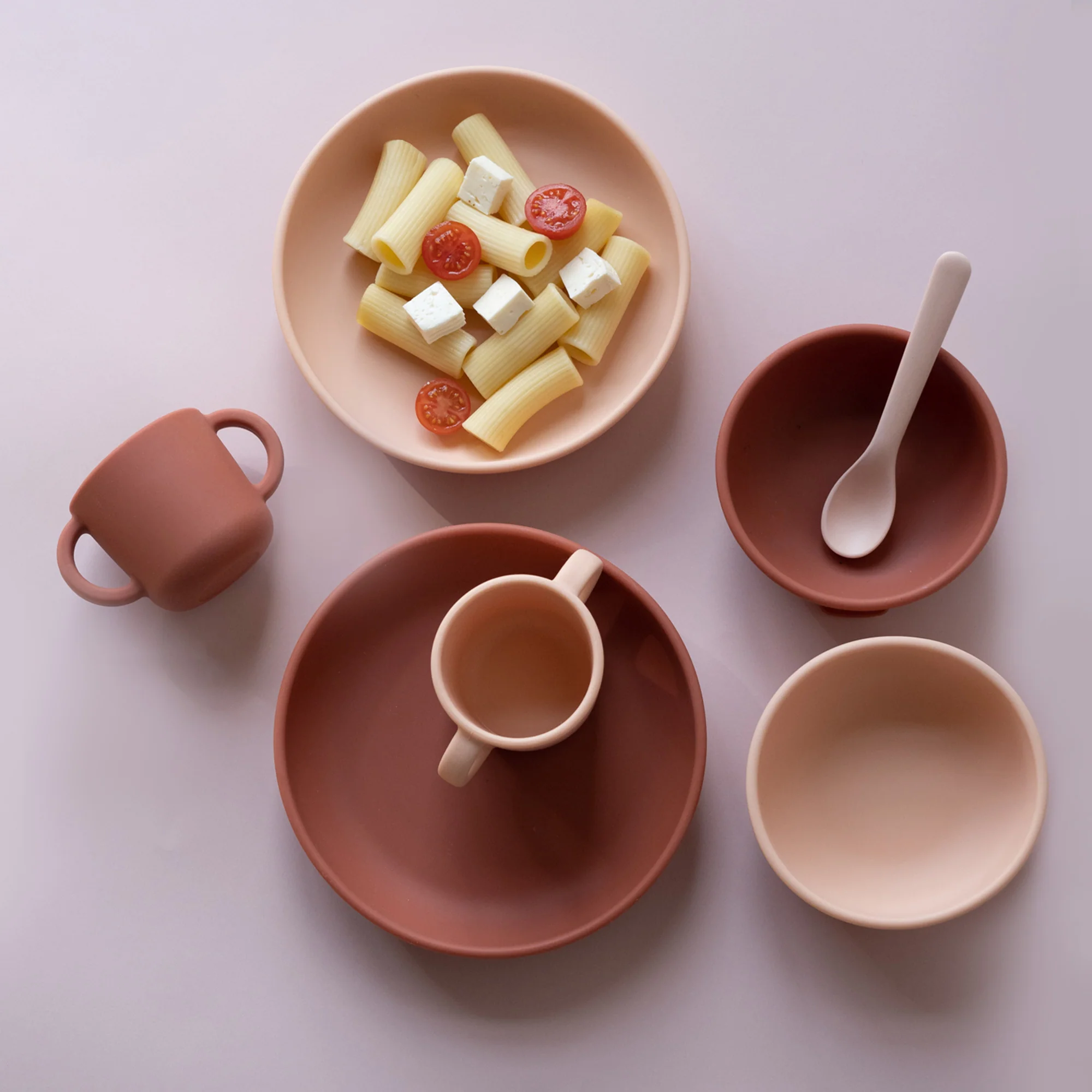 Vogeelle Silicone Suction Baby Plate Set - Blush / Terracotta