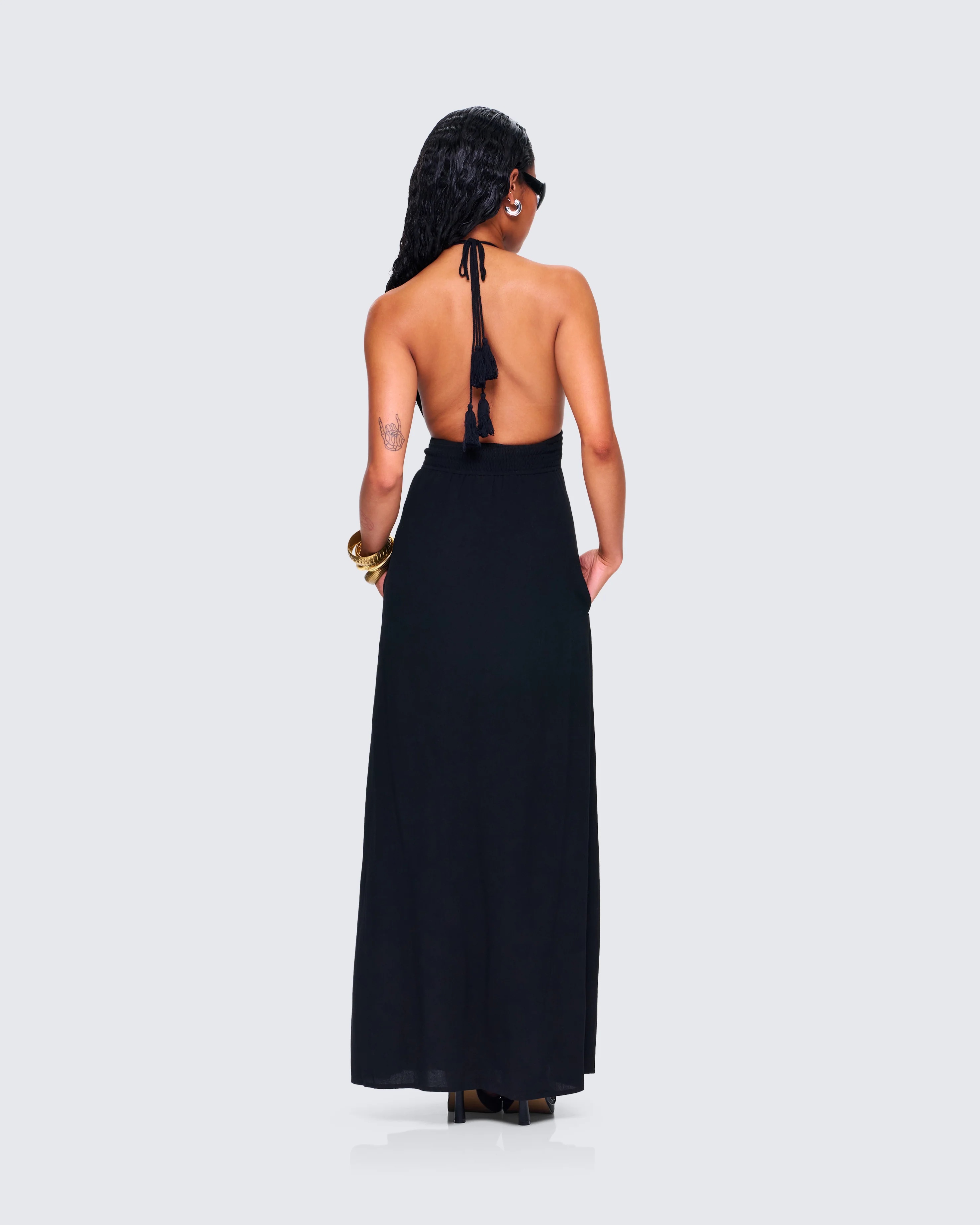 Leida Black Halter Maxi Dress