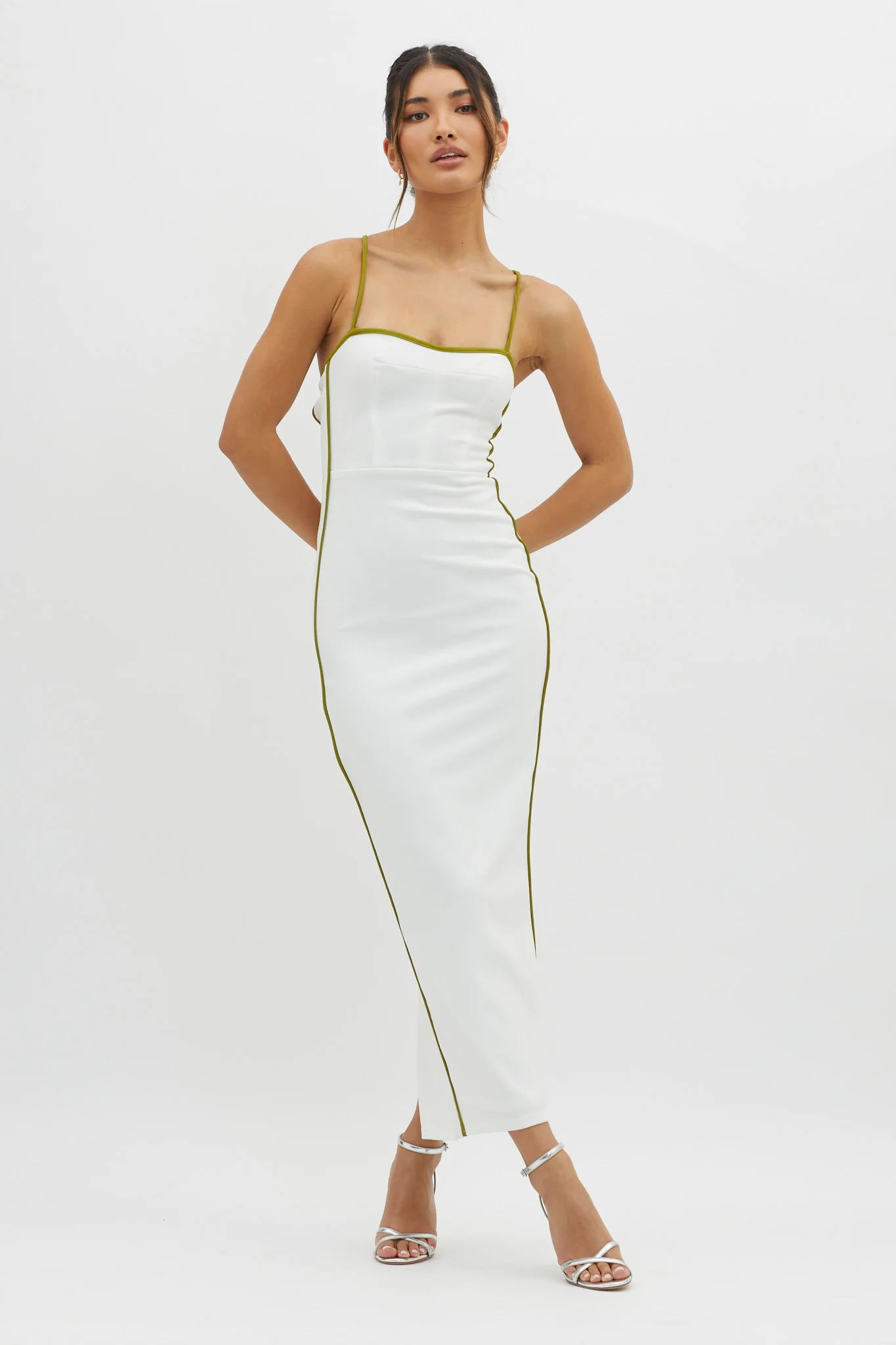 Future Awaits Lace-Up Back Midi Dress White