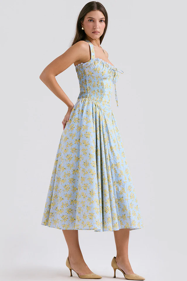 Adabella Cotton Halter Midi Sundress