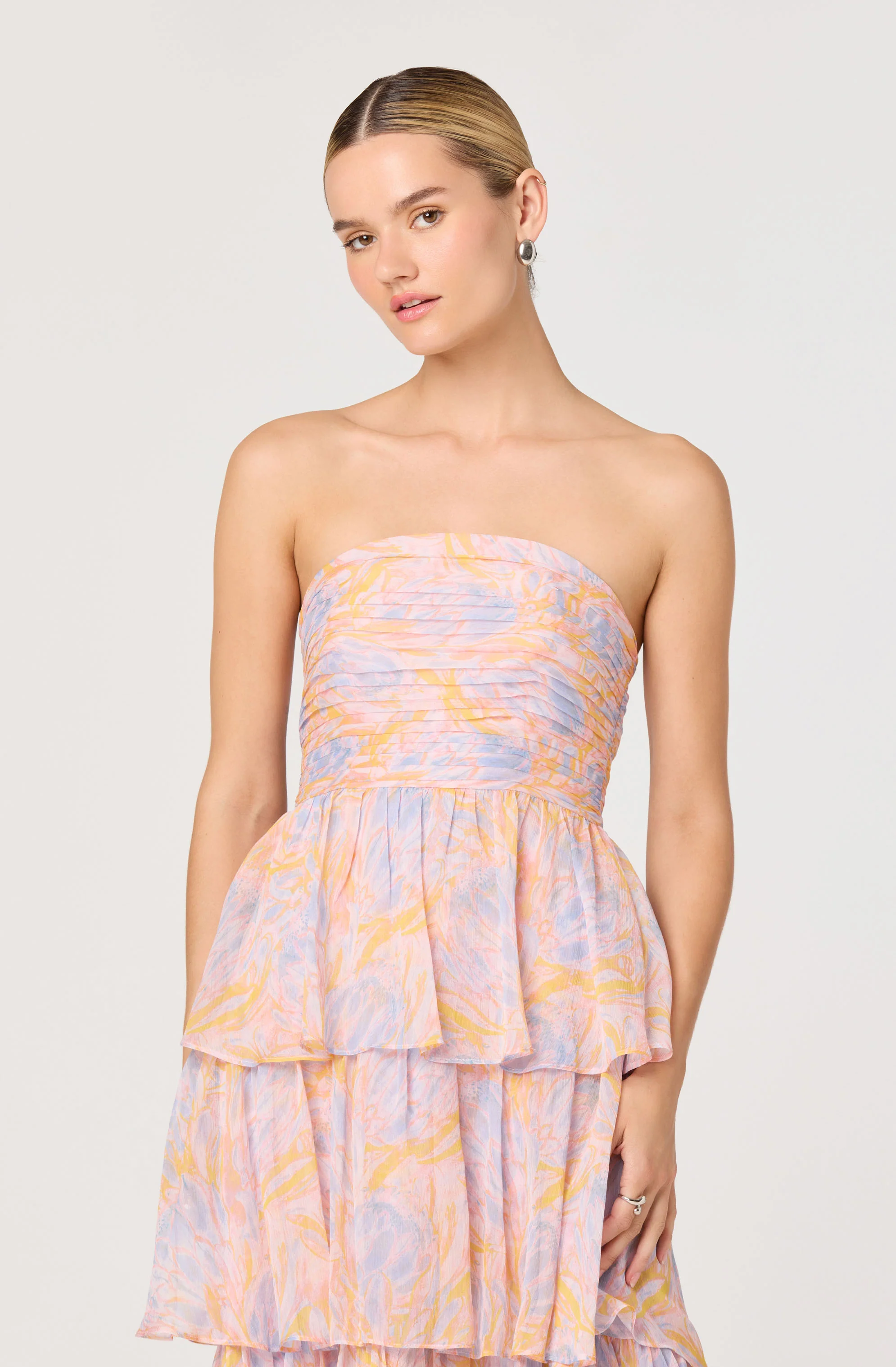 Anisha Strapless Tiered Ruffle Maxi Dress