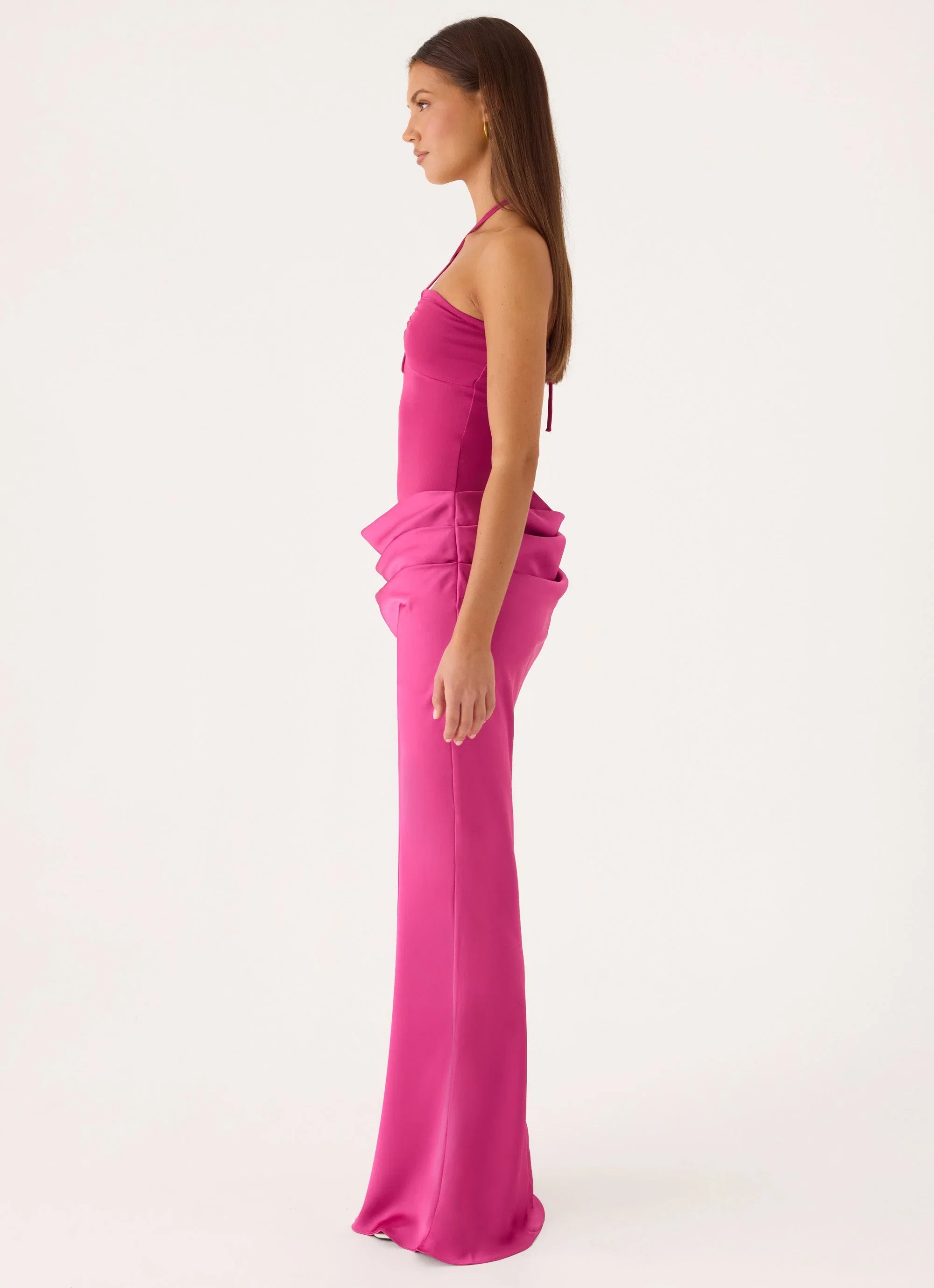 Verner Halter Maxi Dress - Berry