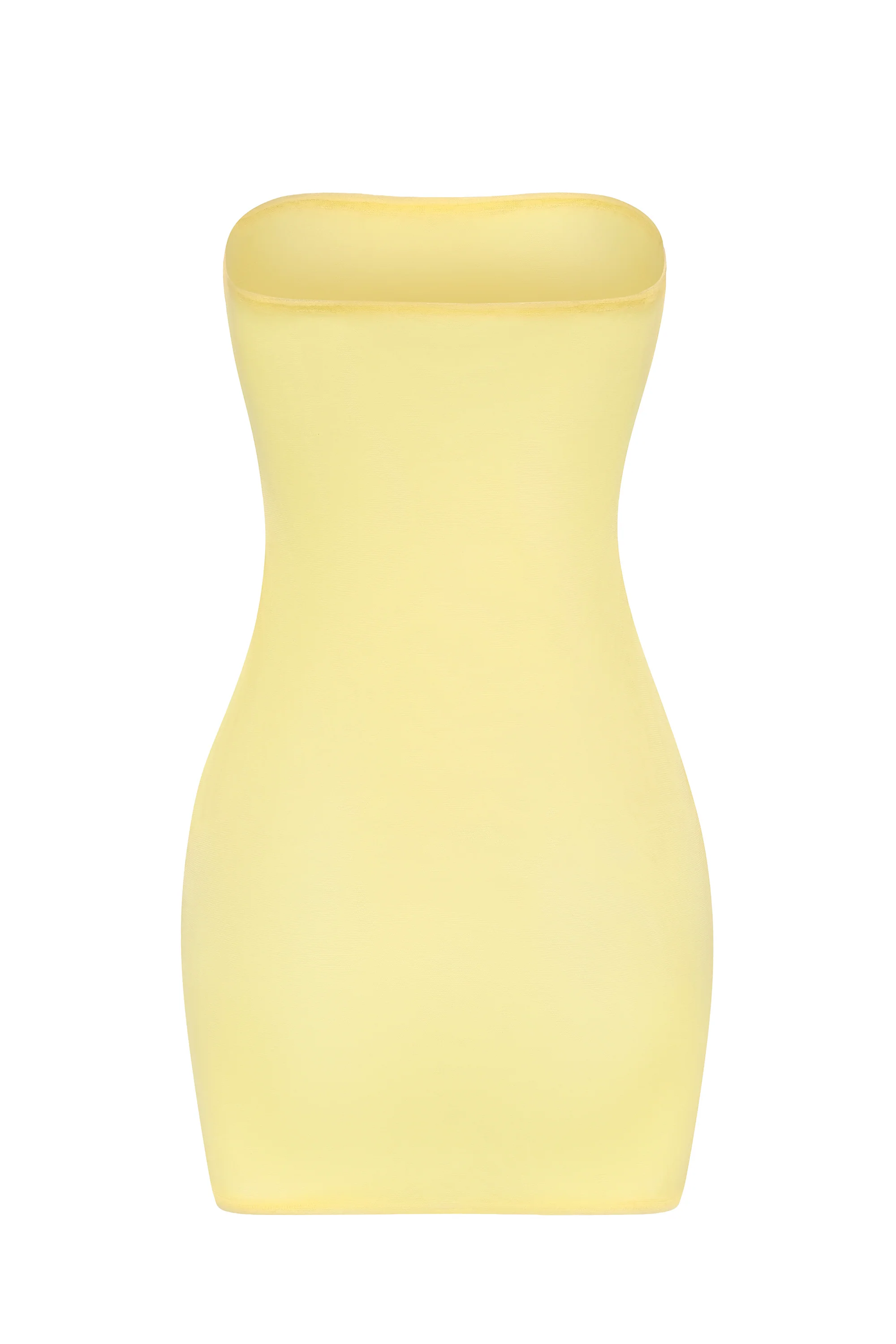 Soft Sheer-Mesh Bandeau Mini Slip Dress in Yellow