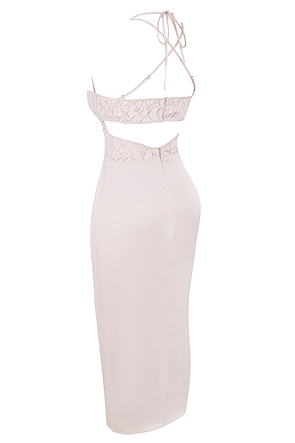 Crystal Satin And Lace Midi Dress