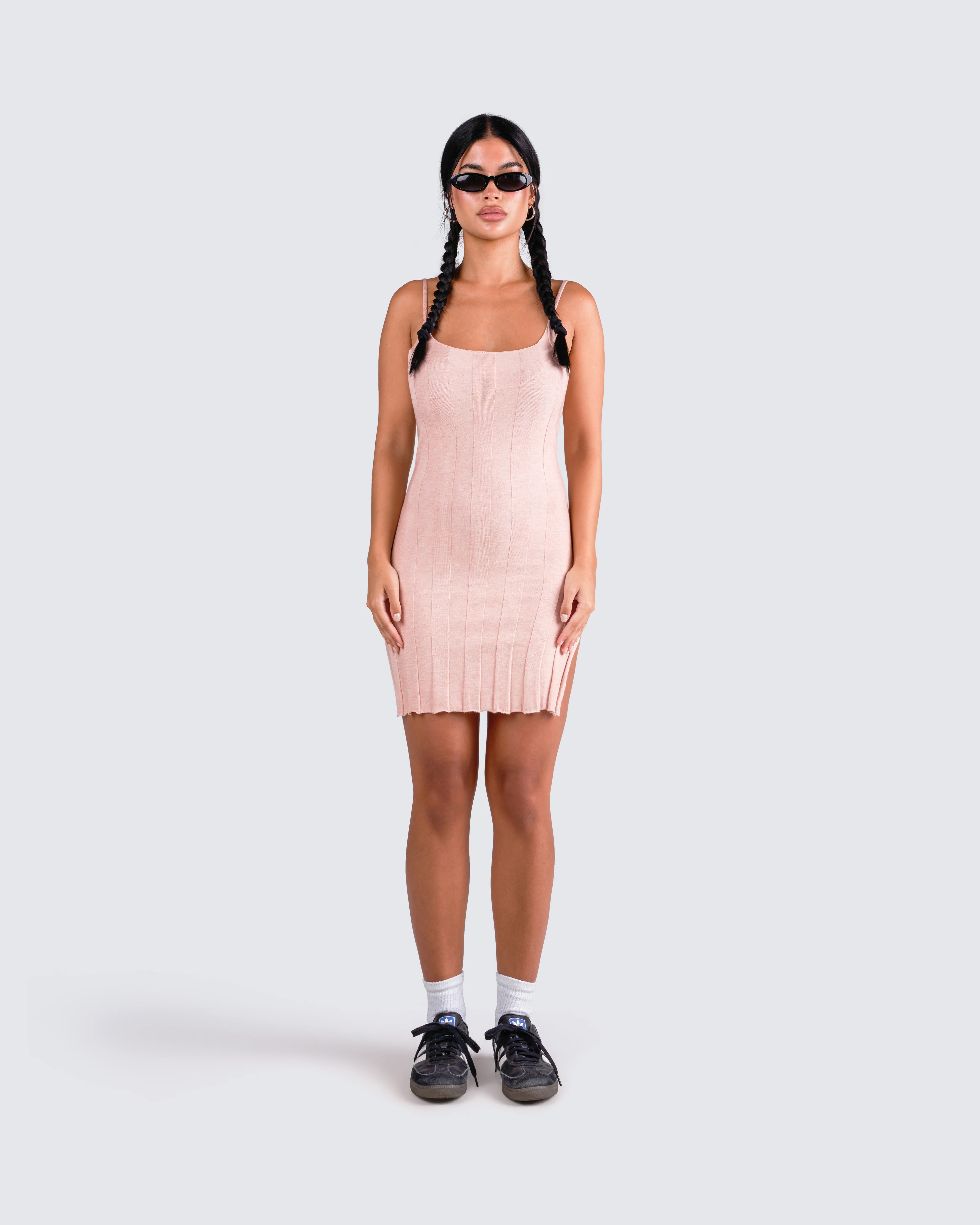 Lou Pink Stripe Mini Sweater Dress