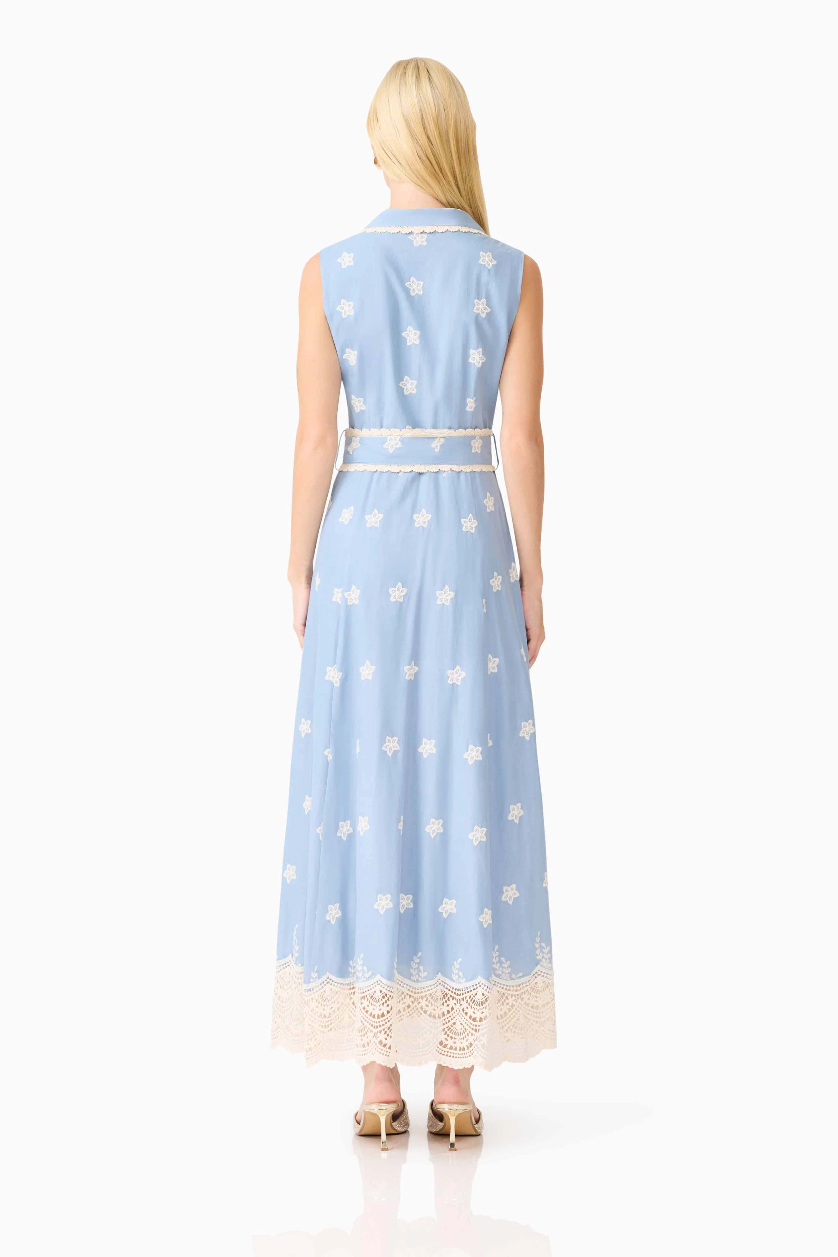 CURAAE Estella Midi Dress in Blue & Cream