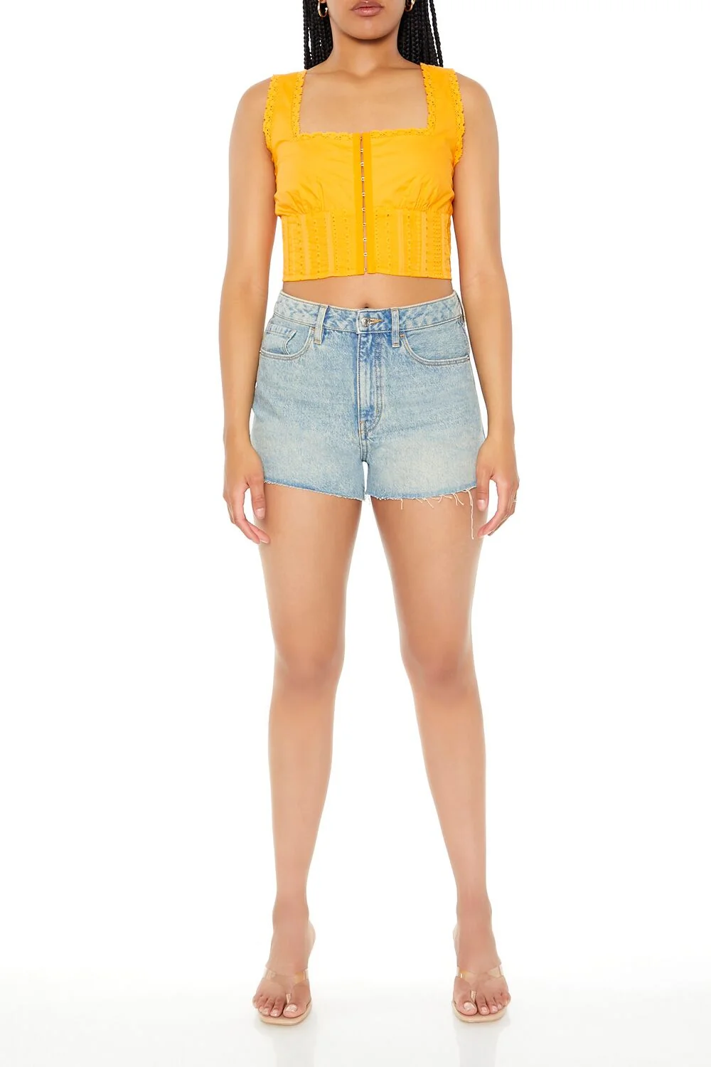 Lace-Trim Corset Crop Top