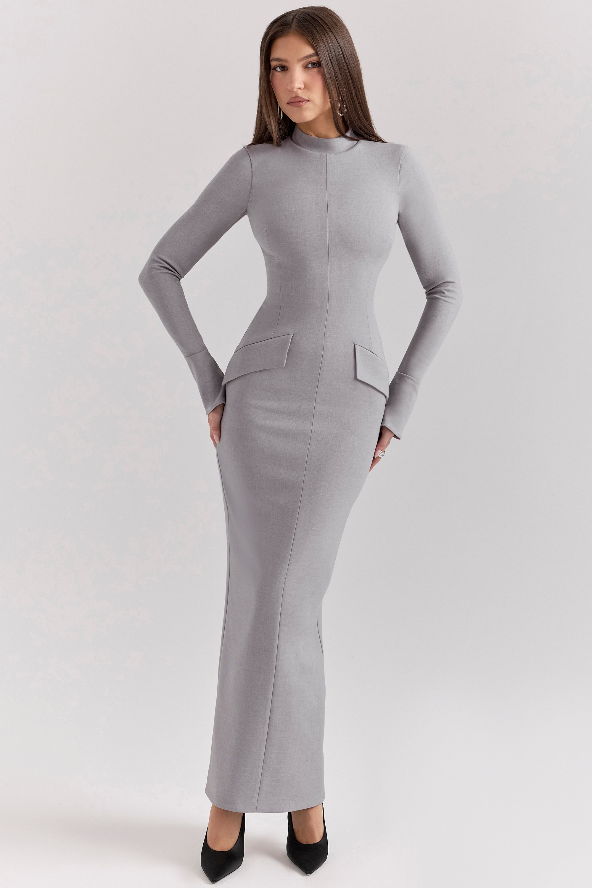 light grey bodycon maxi dress