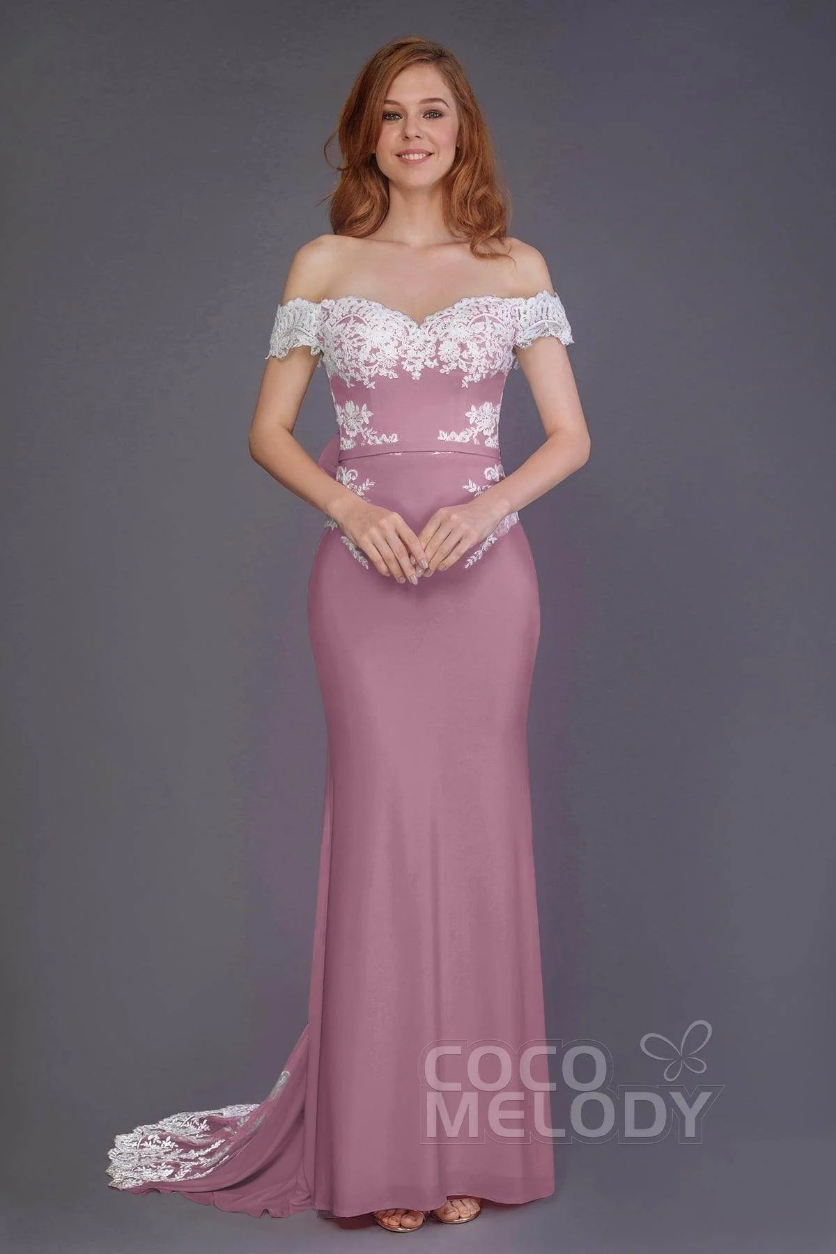 Mermaid Sweep Train Knitted Fabric Bridesmaid Dress PR3491
