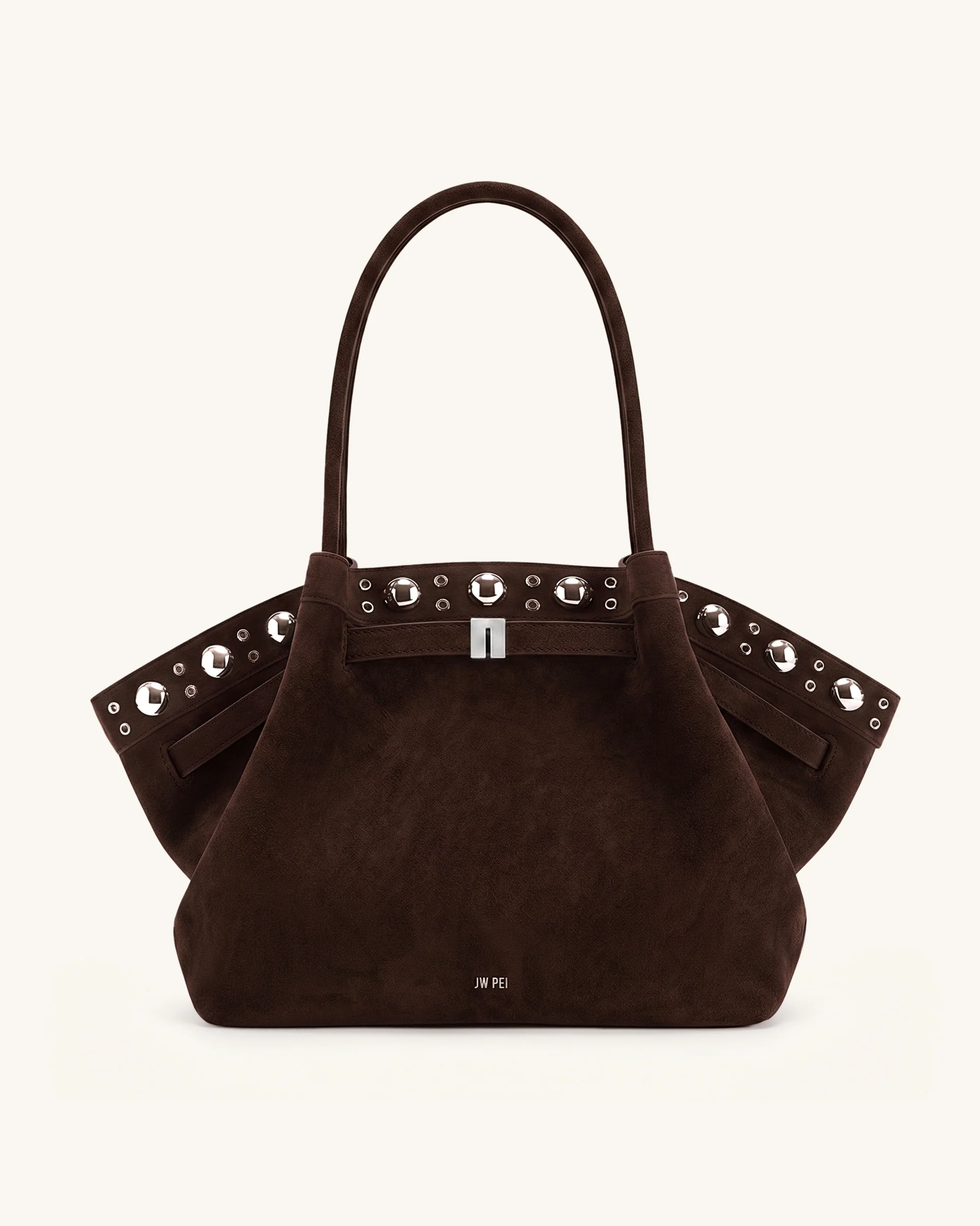Hana Large Faux Suede Tote Bag - Deep Brown
