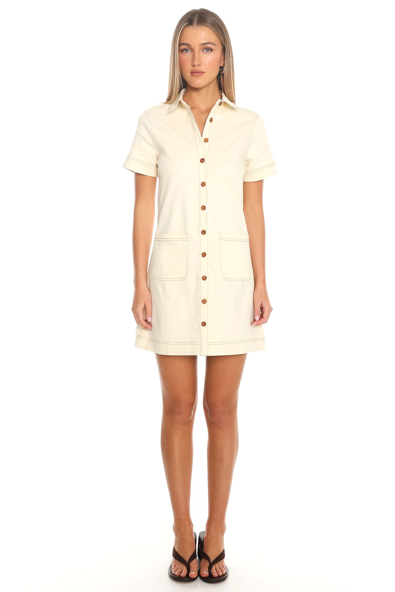Soren Collared Shirt Dress Butter