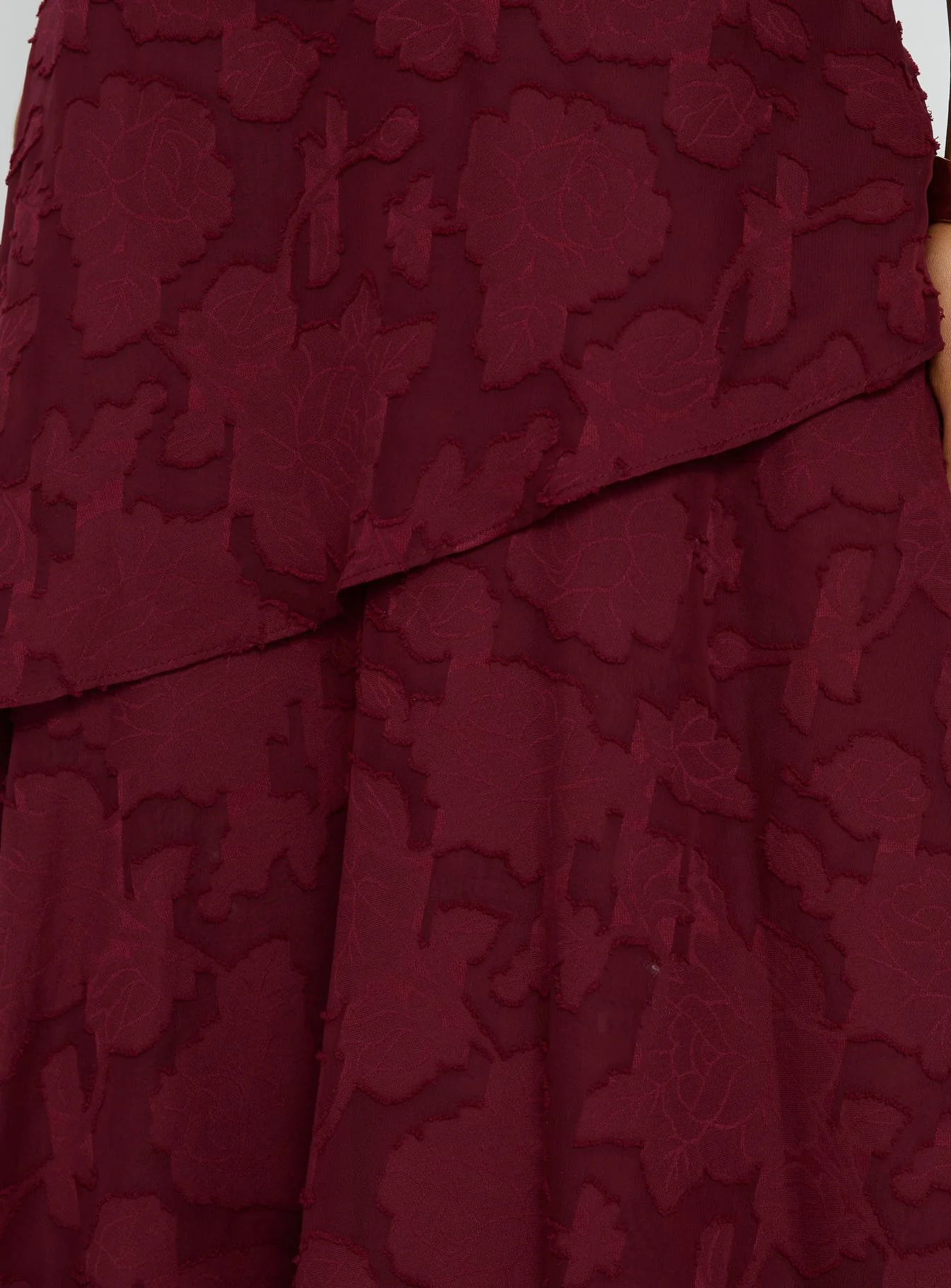 Lyricah Tiered Tie Back Maxi Dress Burgundy - luluinthesky