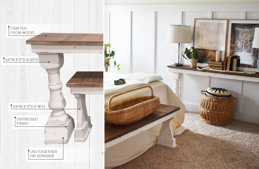 Wooden Corbel Table and Bench Set