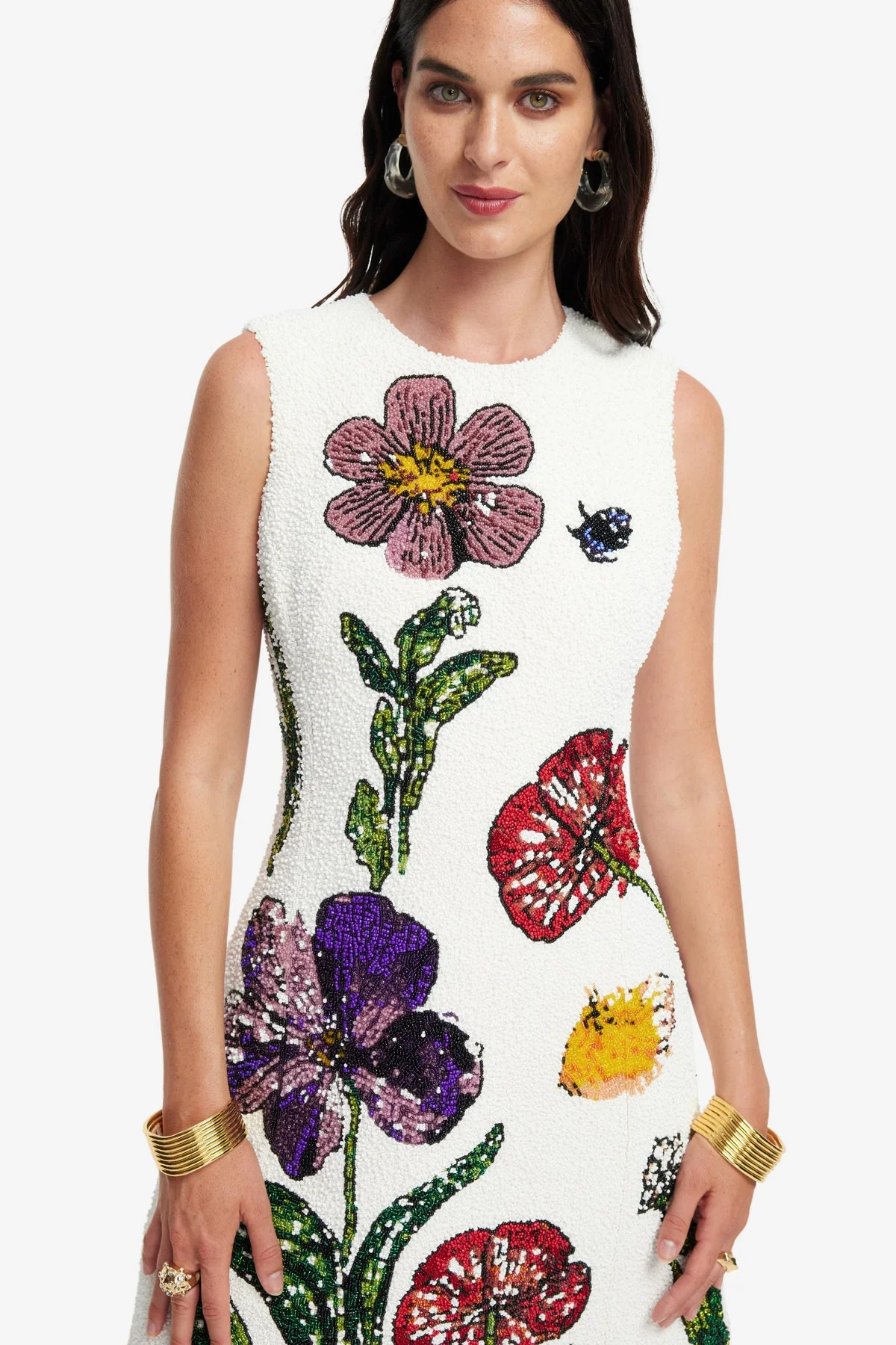 Cleo Beaded Midi Dress - Wildflowers