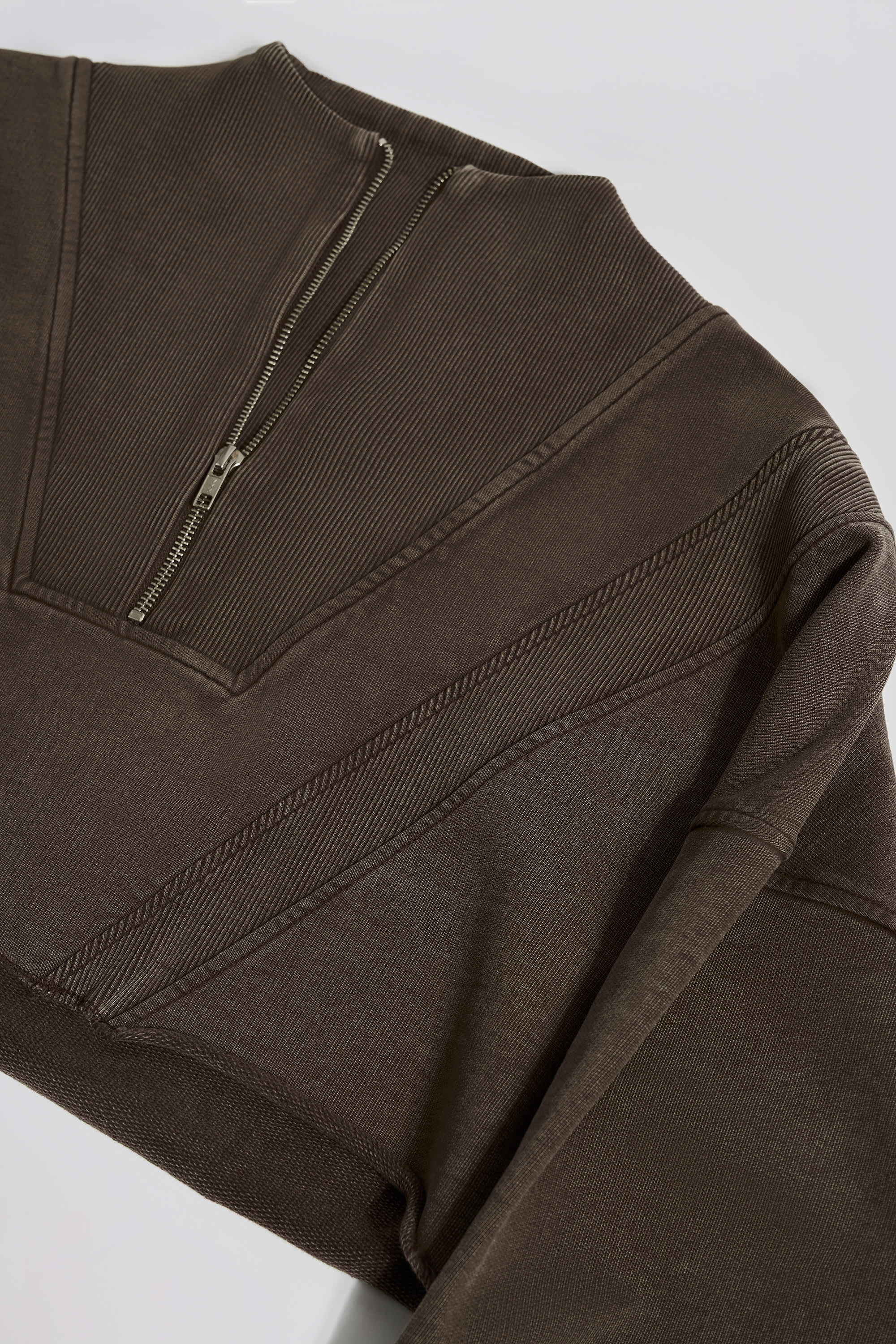 Cotton Jersey Acid Wash Cropped Sweatshirt in Brown