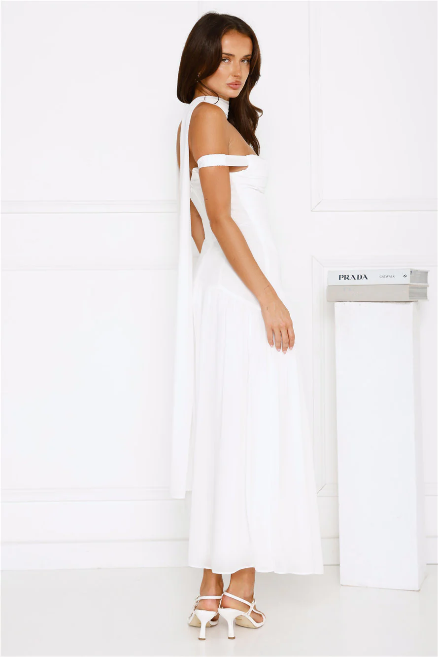 The Style Spotlight Off Shoulder Maxi Dress White - luluinthesky