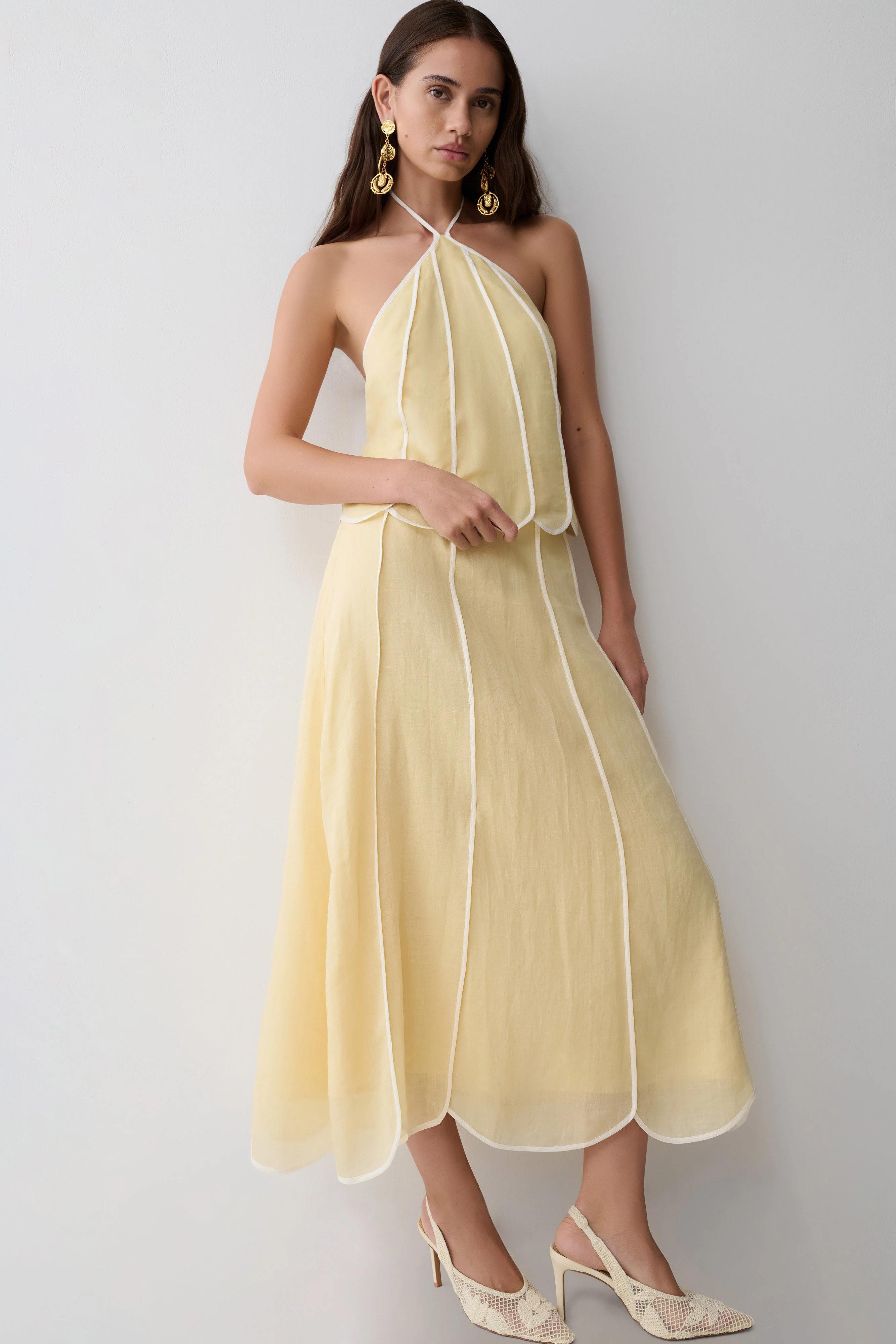 Georgia Panelled Midi Skirt - Butter