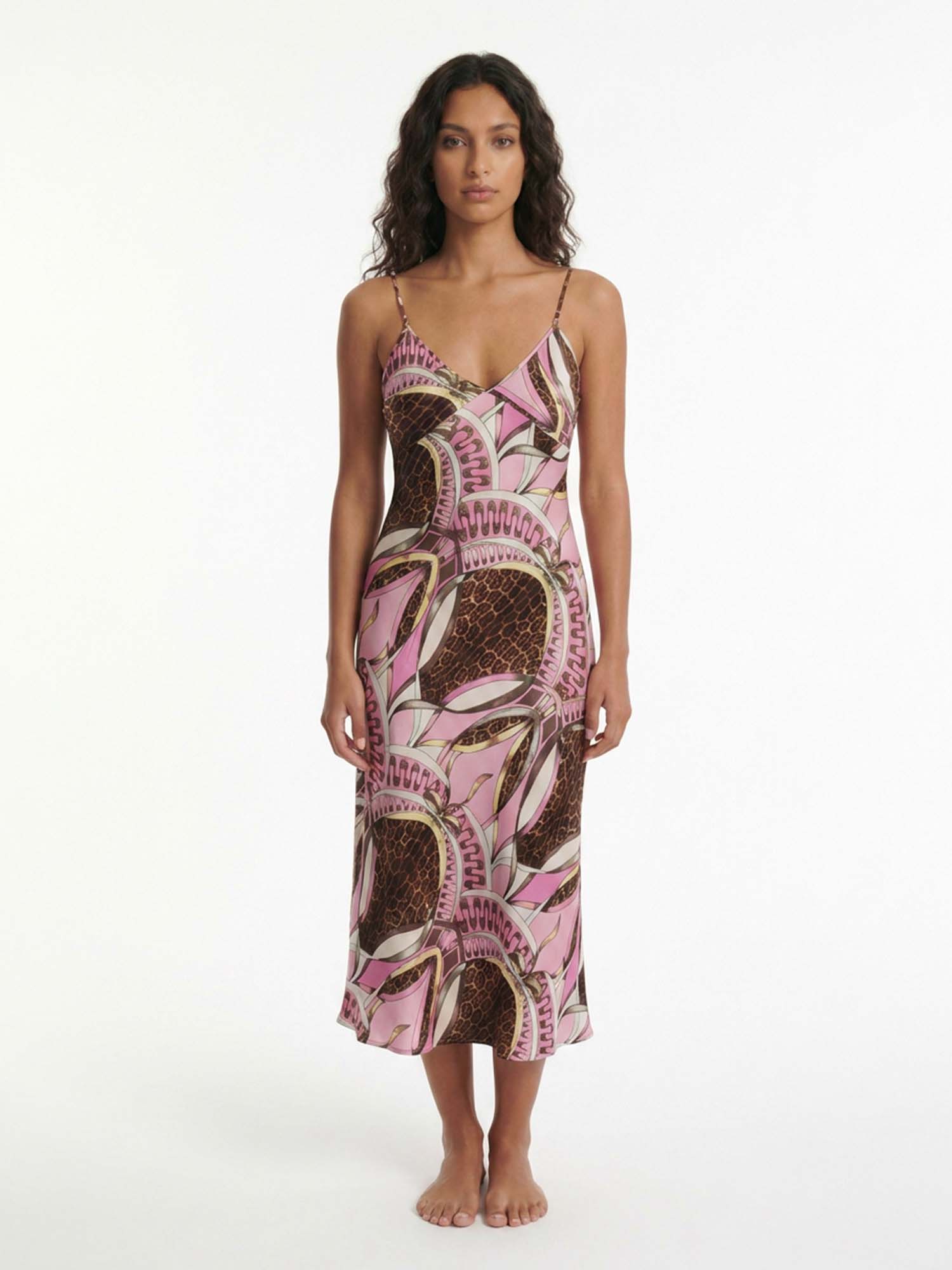 Soft Pattern Slip Midi Dress